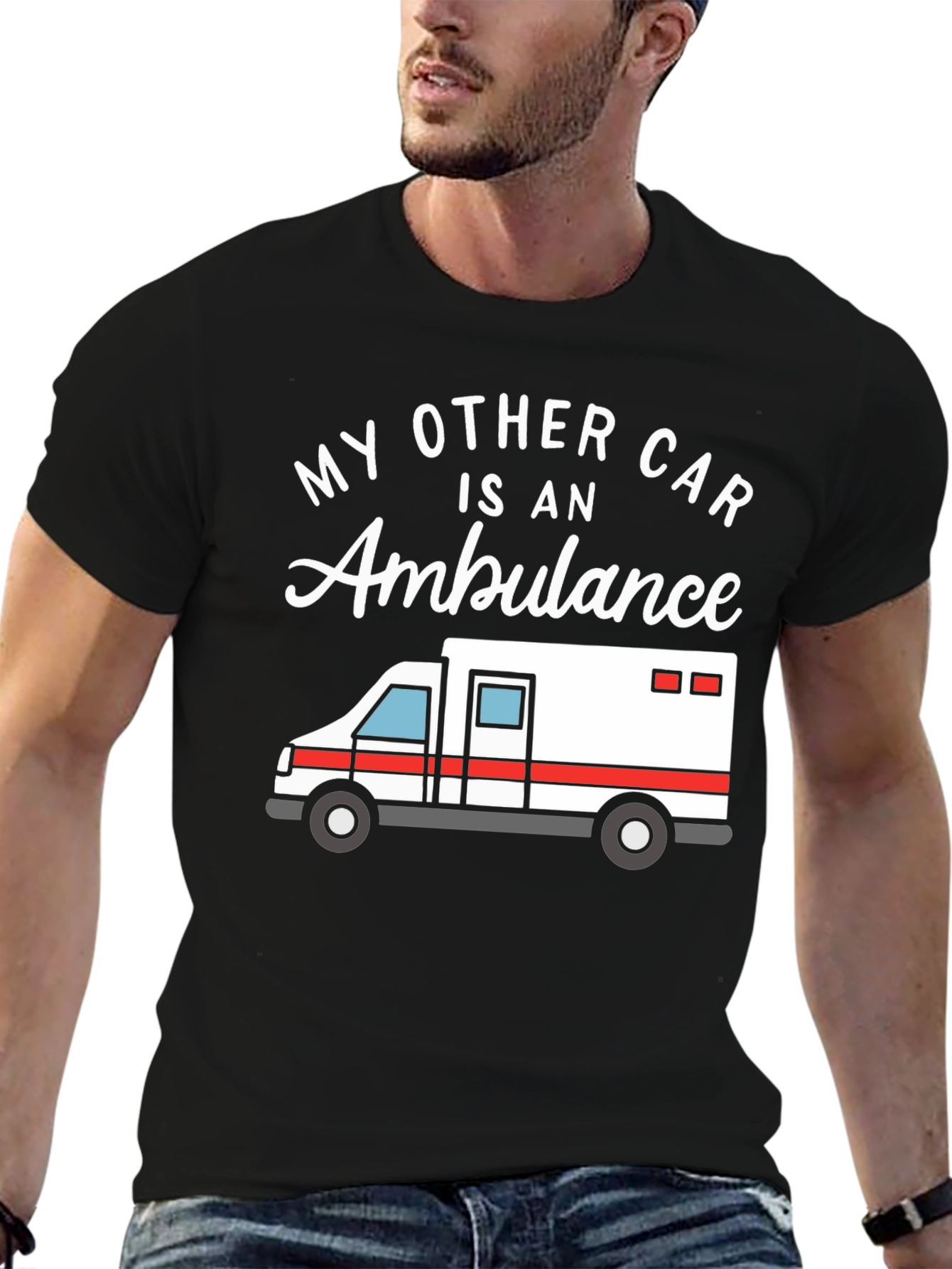Black My Other Car Is An Ambulance Funny EMT T-Shirt view 6