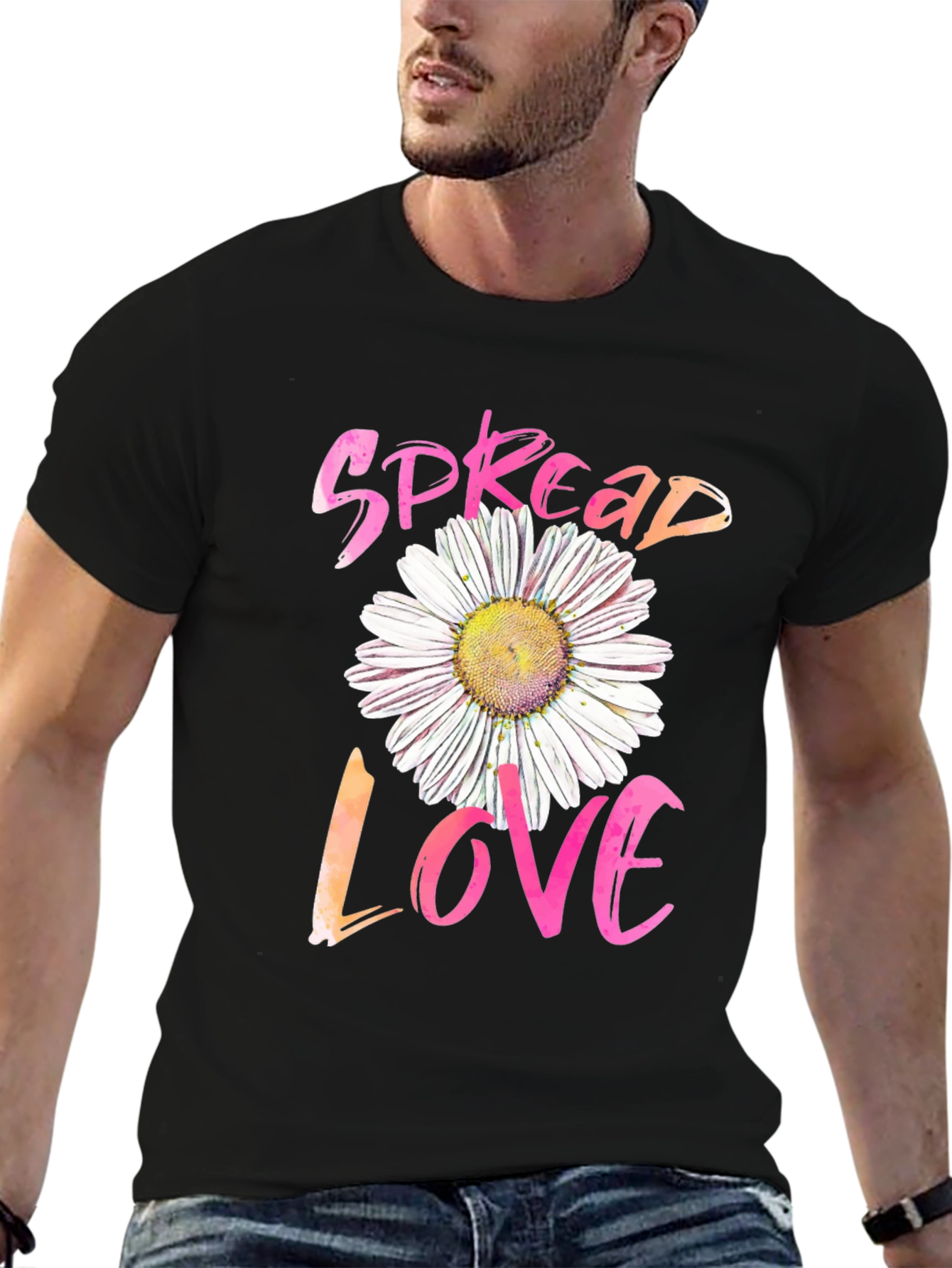 Black Spread Love Daisy Graphic Tee view 6