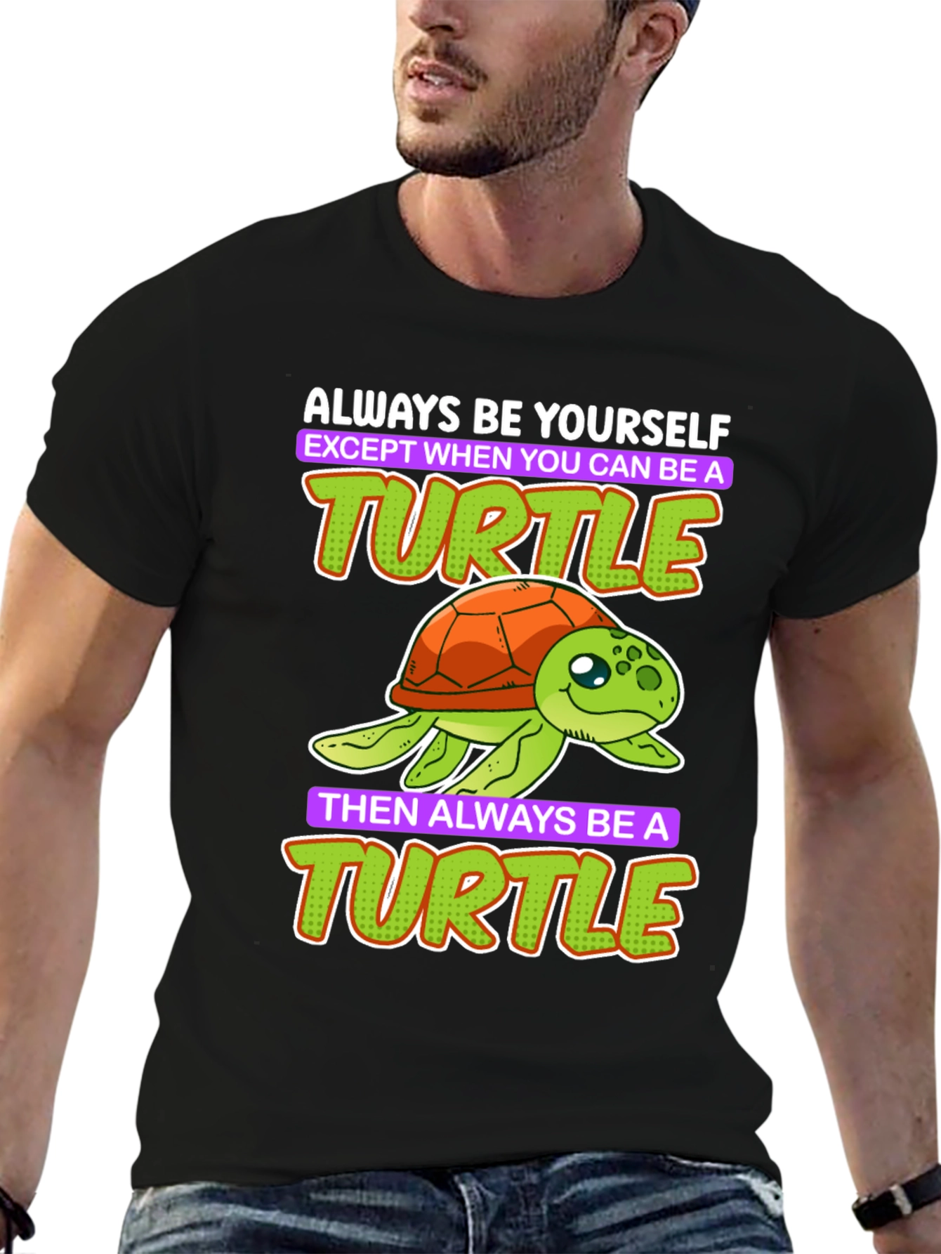 Black Funny Turtle T-Shirt - Always Be Yourself view 6