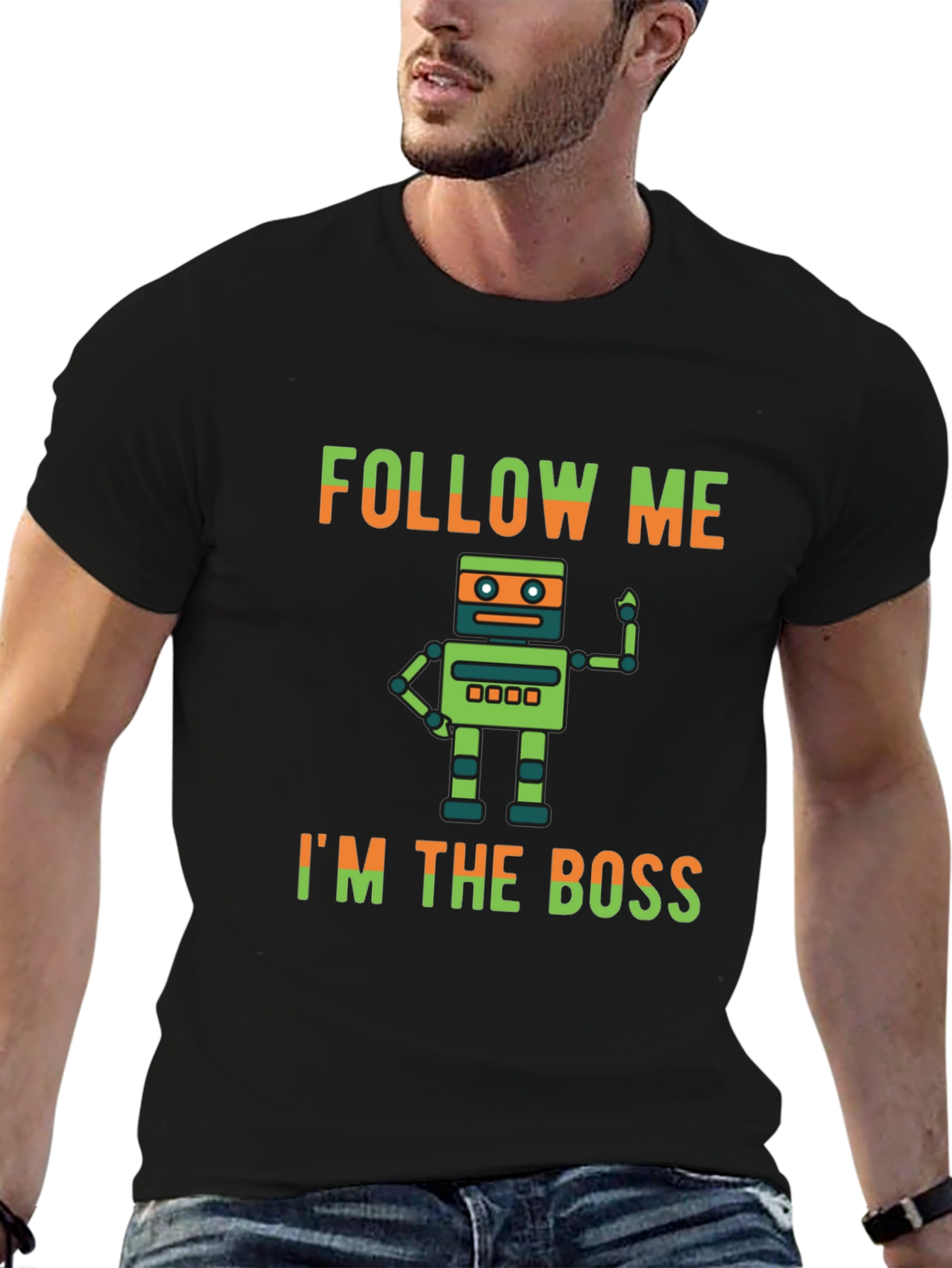 Black Follow Me I'm the Boss T-Shirt view 6