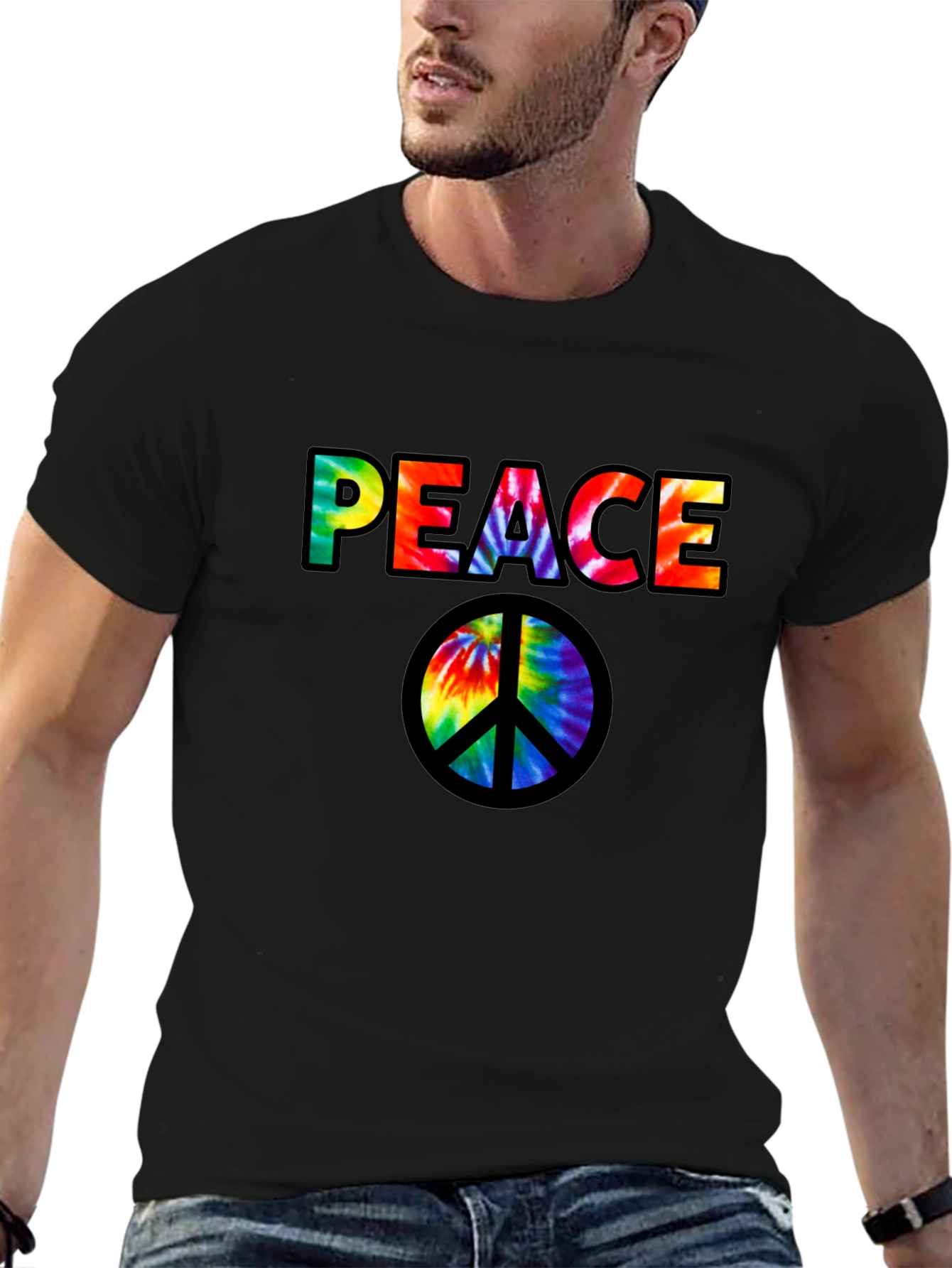 Black Peace Tie Dye Graphic T-Shirt - Mens view 6