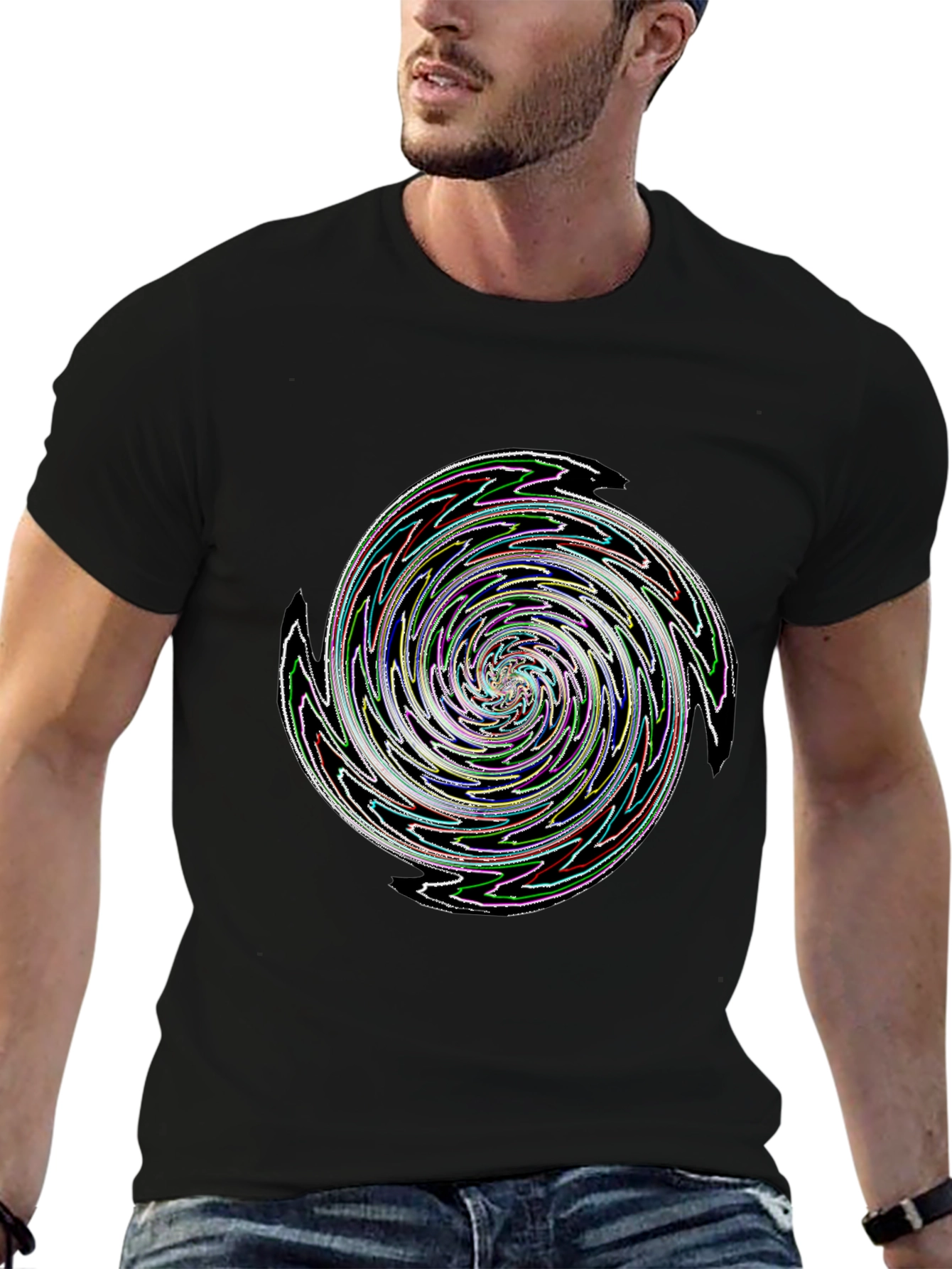 Black Swirl Graphic Tee - Men's Black T-Shirt view 6