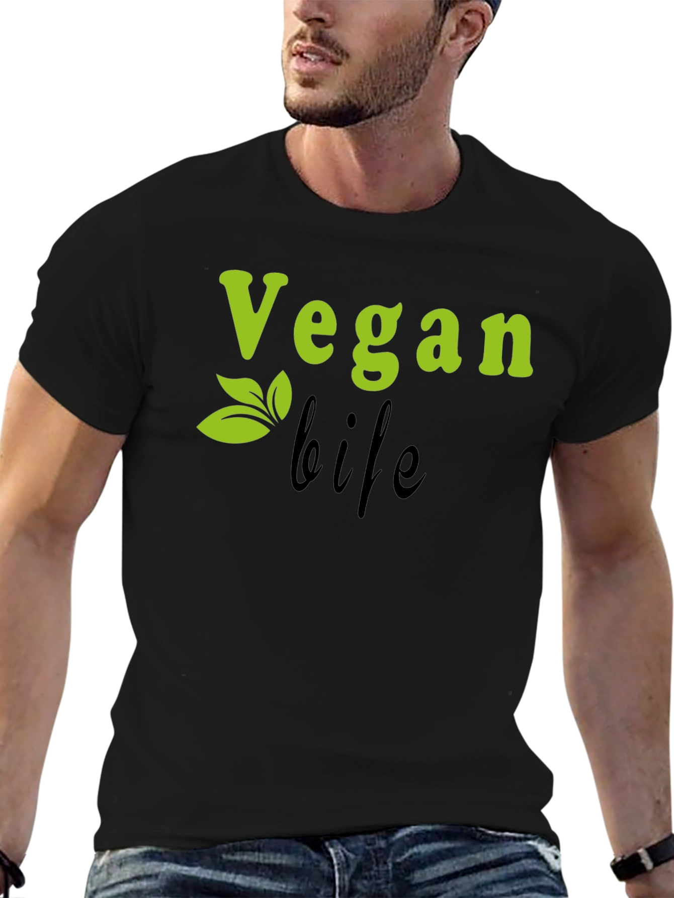 Black Vegan Life Black T-Shirt view 6