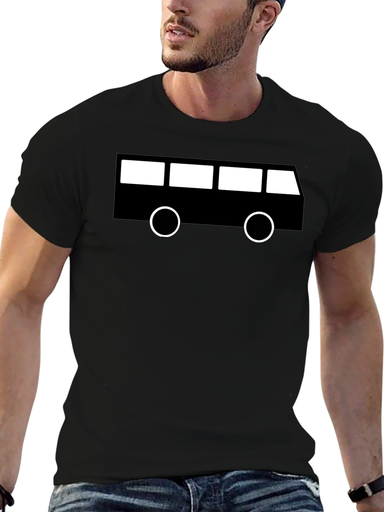 Black Retro Bus Graphic Tee - Black view 6