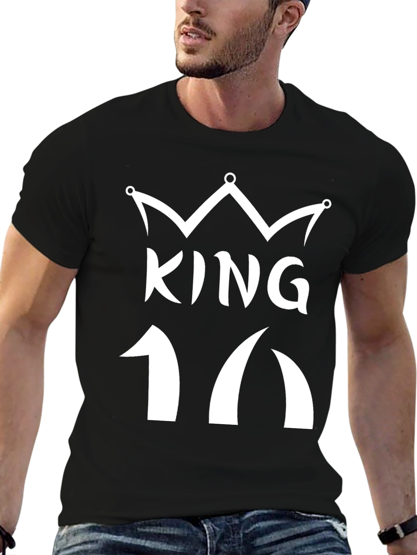 Black King 16 Graphic T-Shirt - Black Crew Neck Tee view 6
