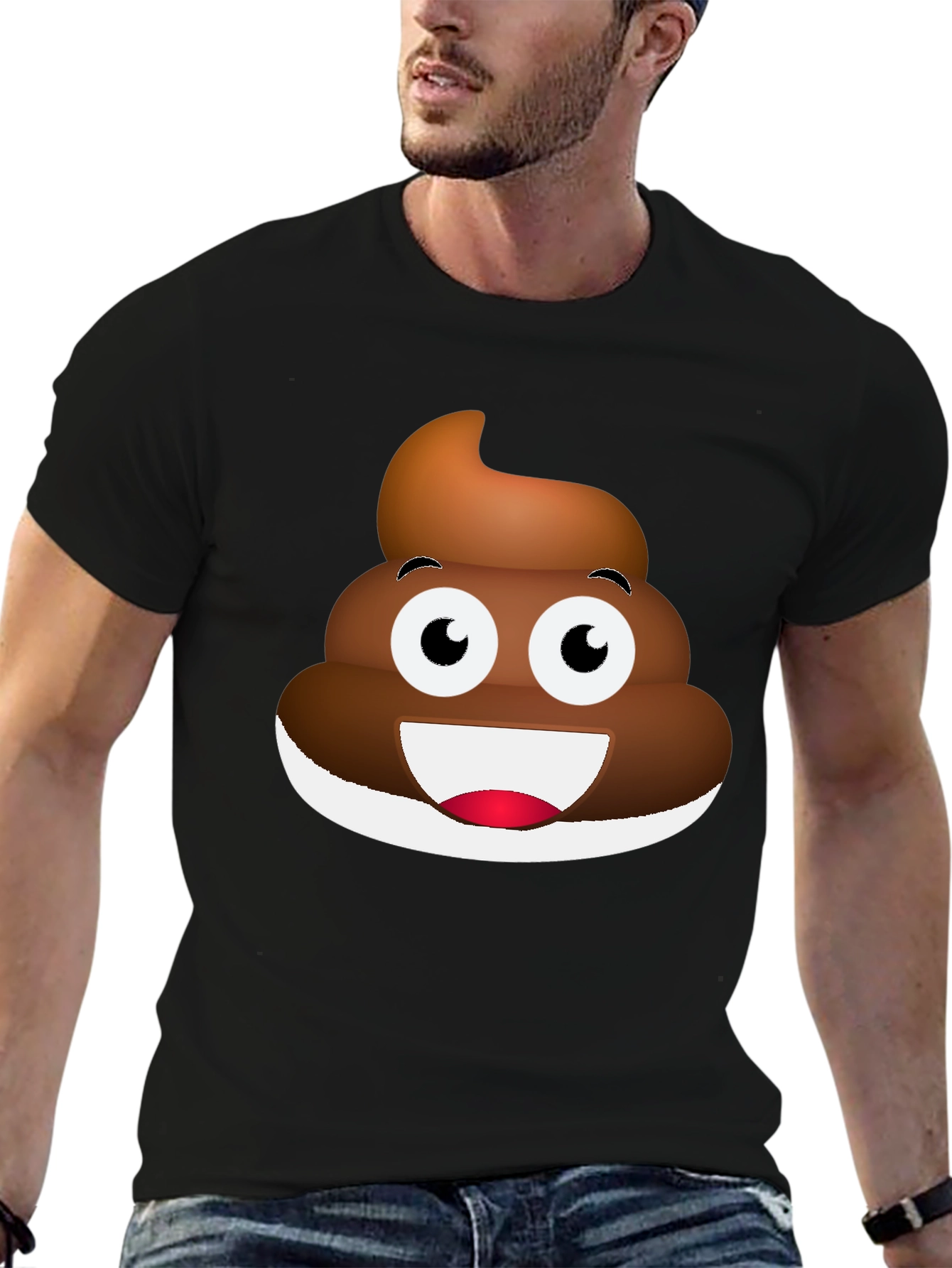 Black Emoji Poop T-Shirt - Funny Casual Tee view 6
