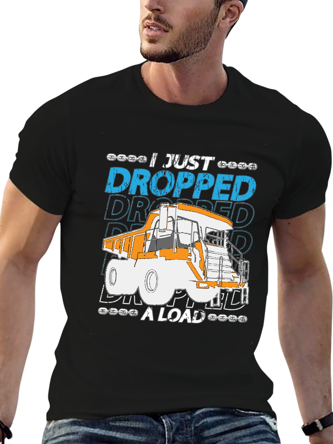 Black I Just Dropped A Load Truck T-Shirt view 6