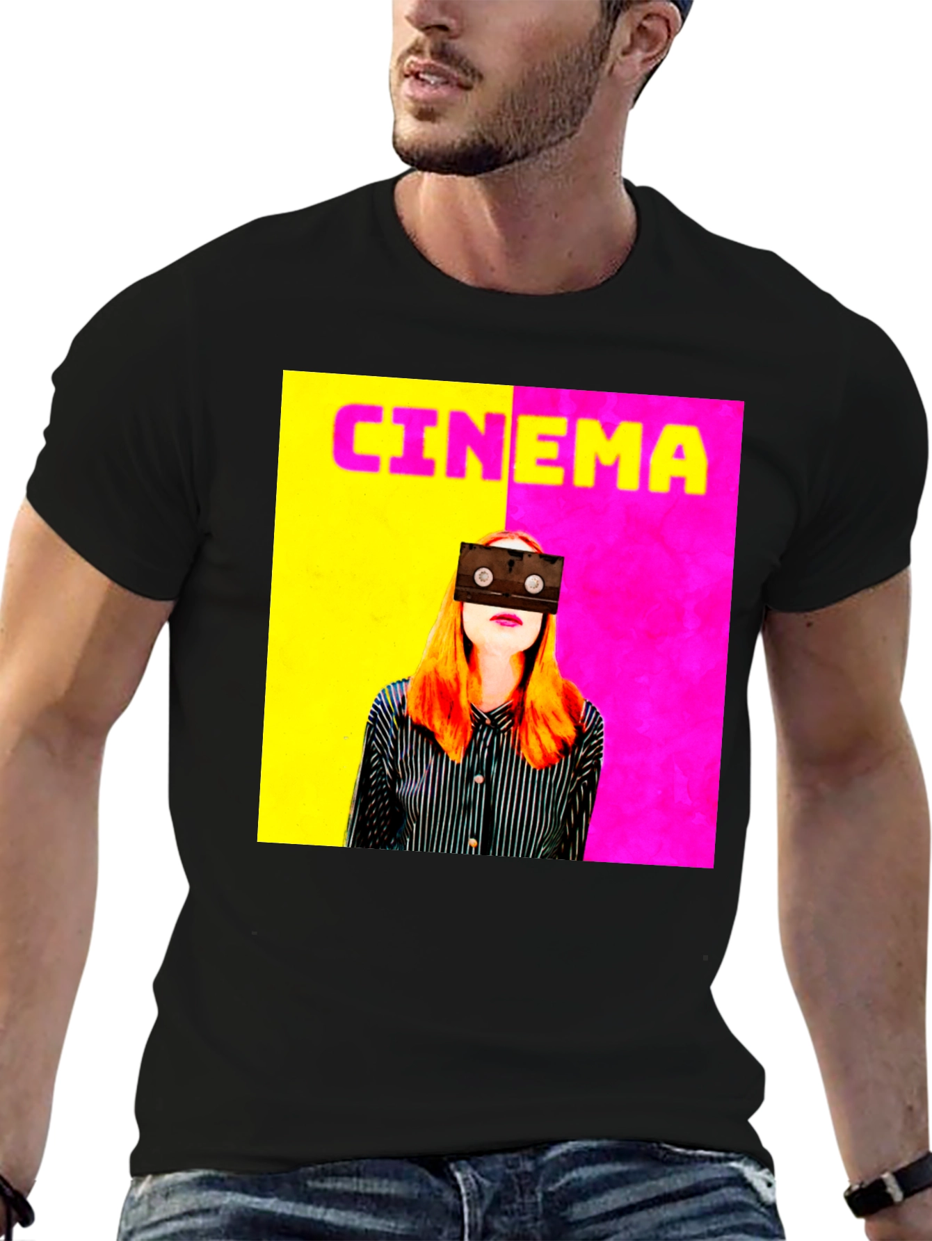 Black Cinema Graphic Tee - Retro Film T-Shirt view 6