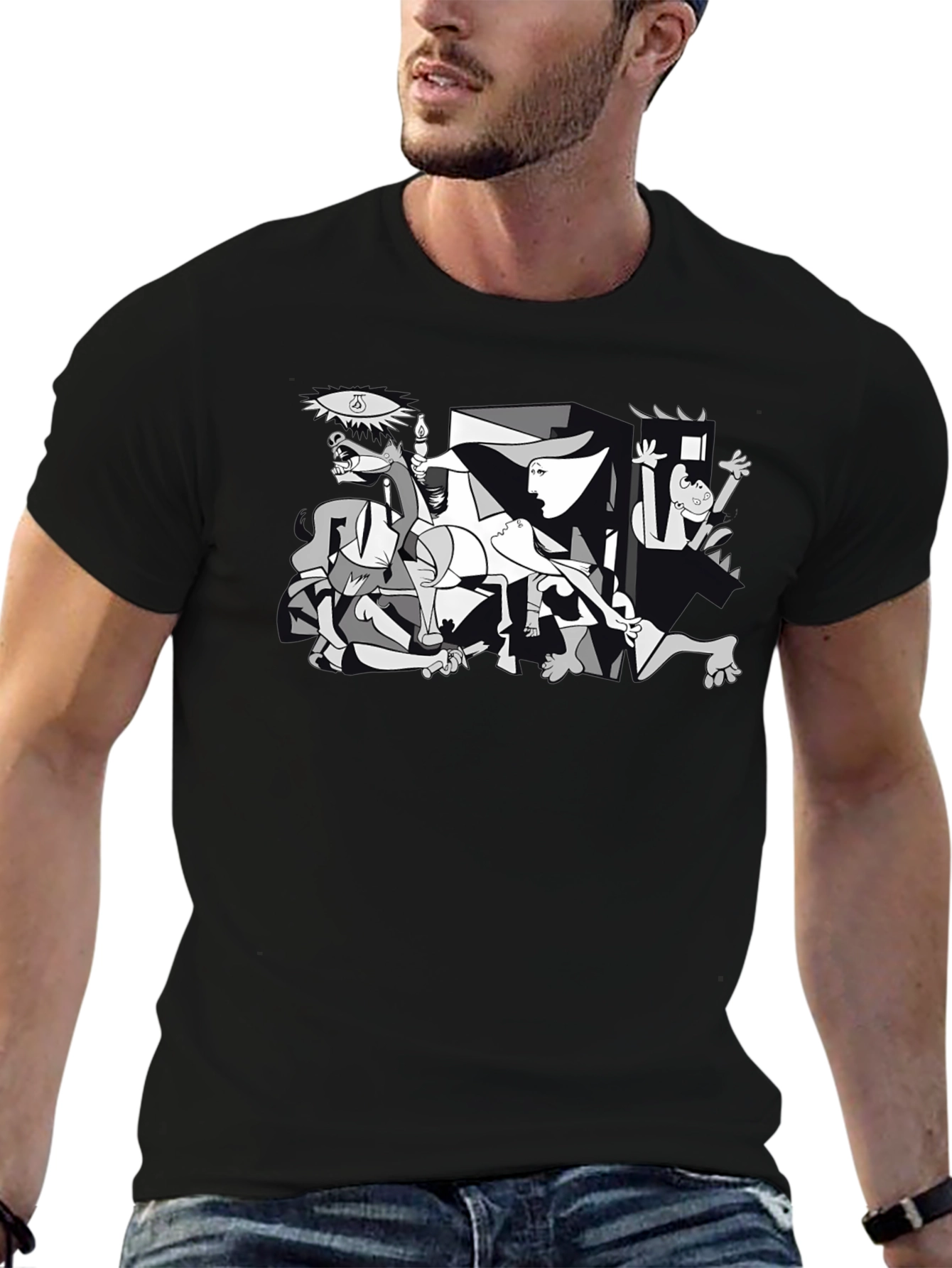 Black Guernica Style Graphic T-Shirt - Black view 6