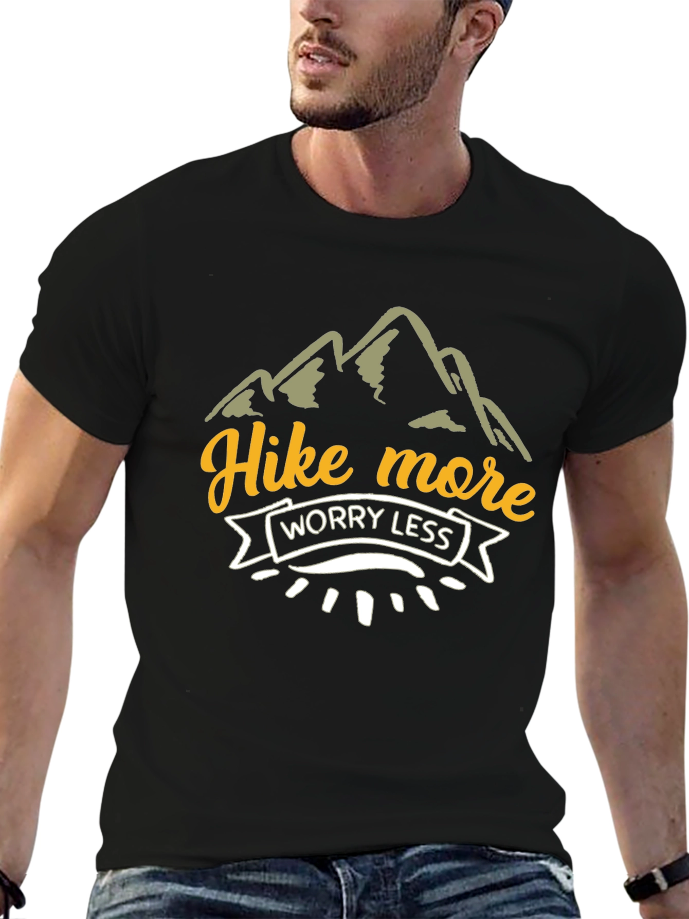 Black Hike More Worry Less Graphic Tee view 6