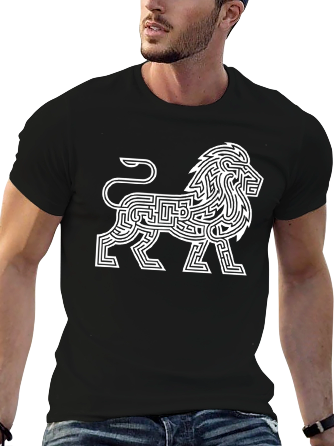 Black Lion Maze T-Shirt - Stylish & Unique Design view 6