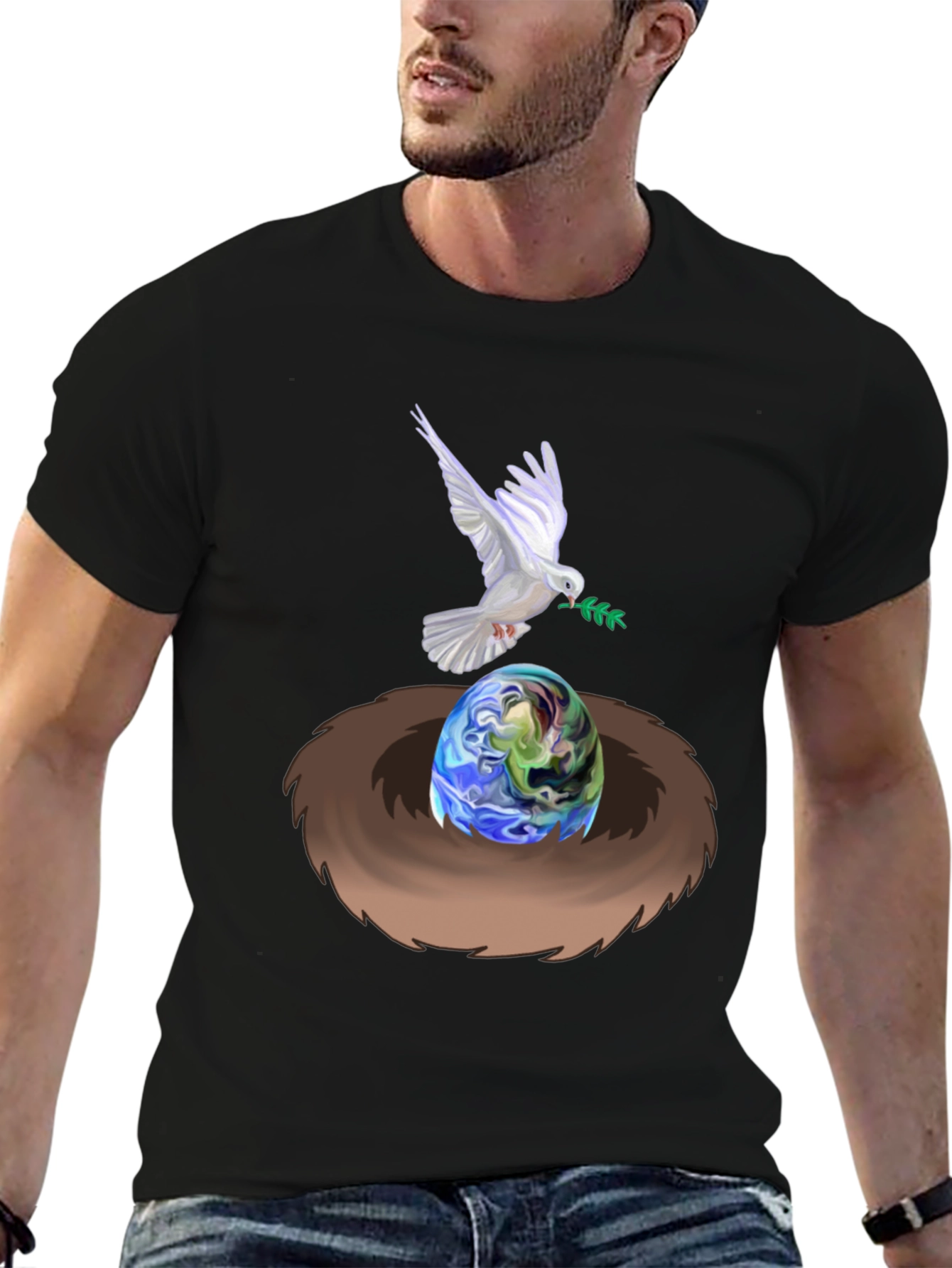 Black Dove Peace Nest Earth Graphic Tee view 6