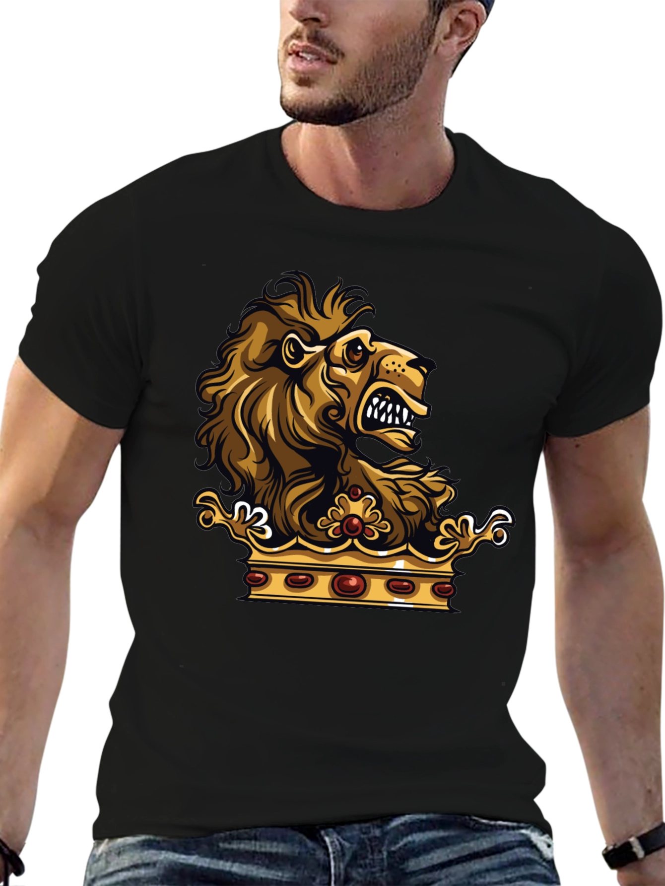 Black Lion Crown Graphic Black T-Shirt view 6