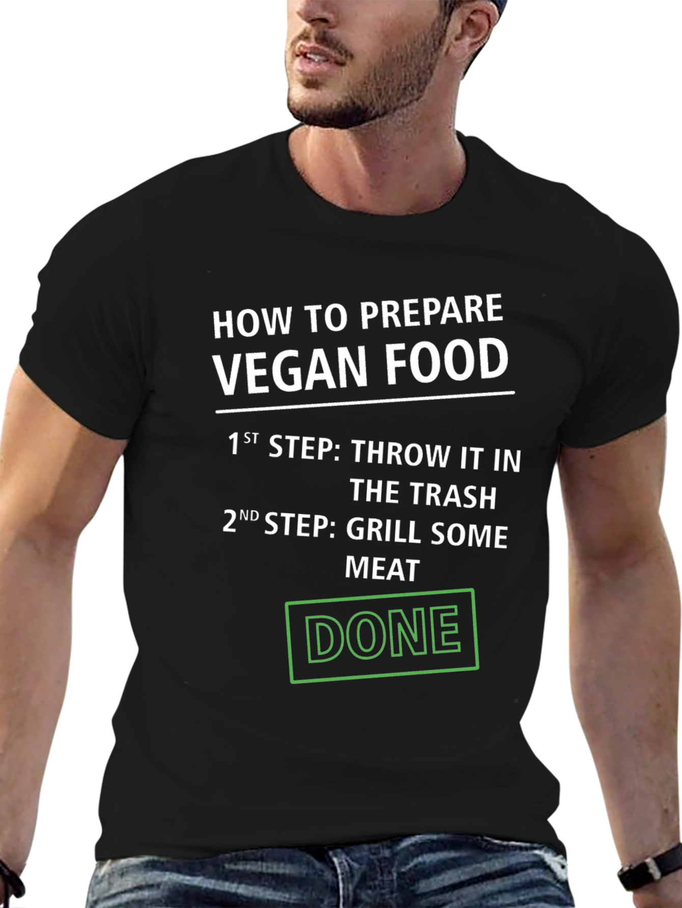Black Vegan Food Prep Funny T-Shirt view 6