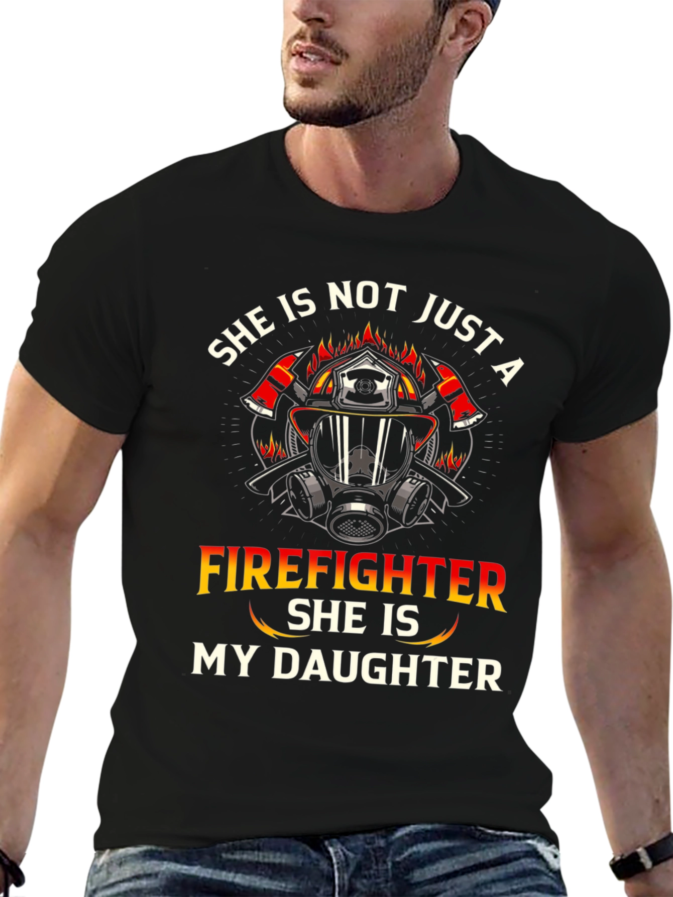 Black Firefighter Daughter T-Shirt - Proud Parent Apparel view 6