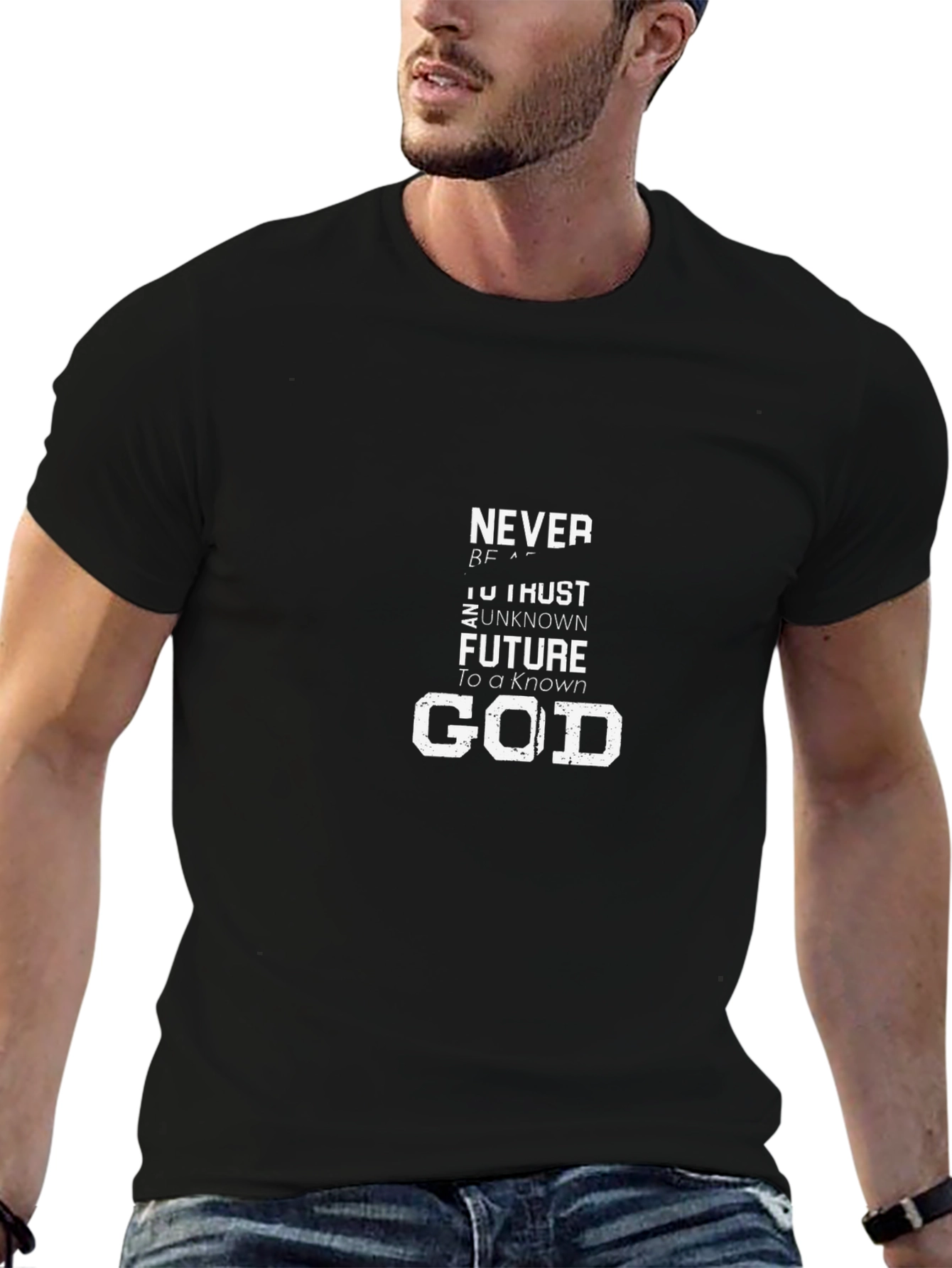Black Faith-Inspired Graphic T-Shirt - Trust God view 6