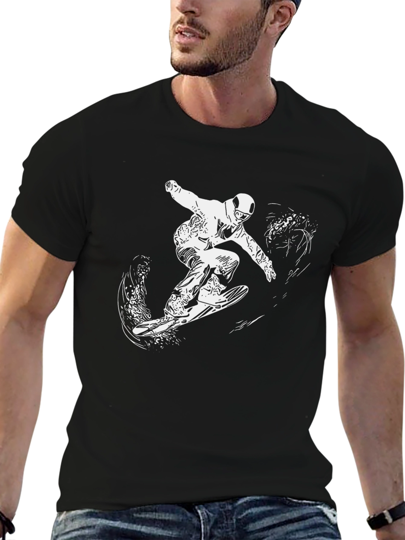 Black Black Graphic Tee - Snowboarder Design view 6