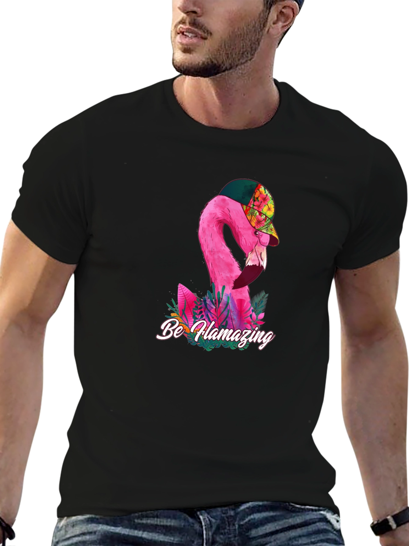 Black Flamazing Flamingo Graphic Tee view 6