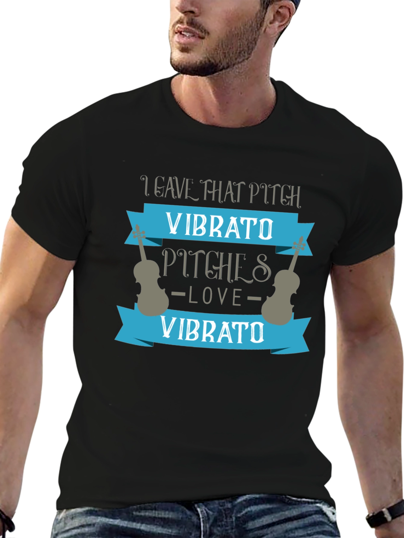 Black Vibrato Music Lover Graphic T-Shirt view 6