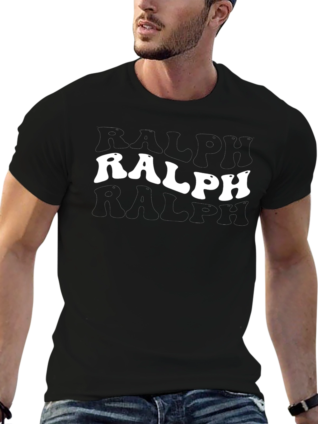 Black Retro Ralph Graphic Tee - Black Cotton Blend view 6