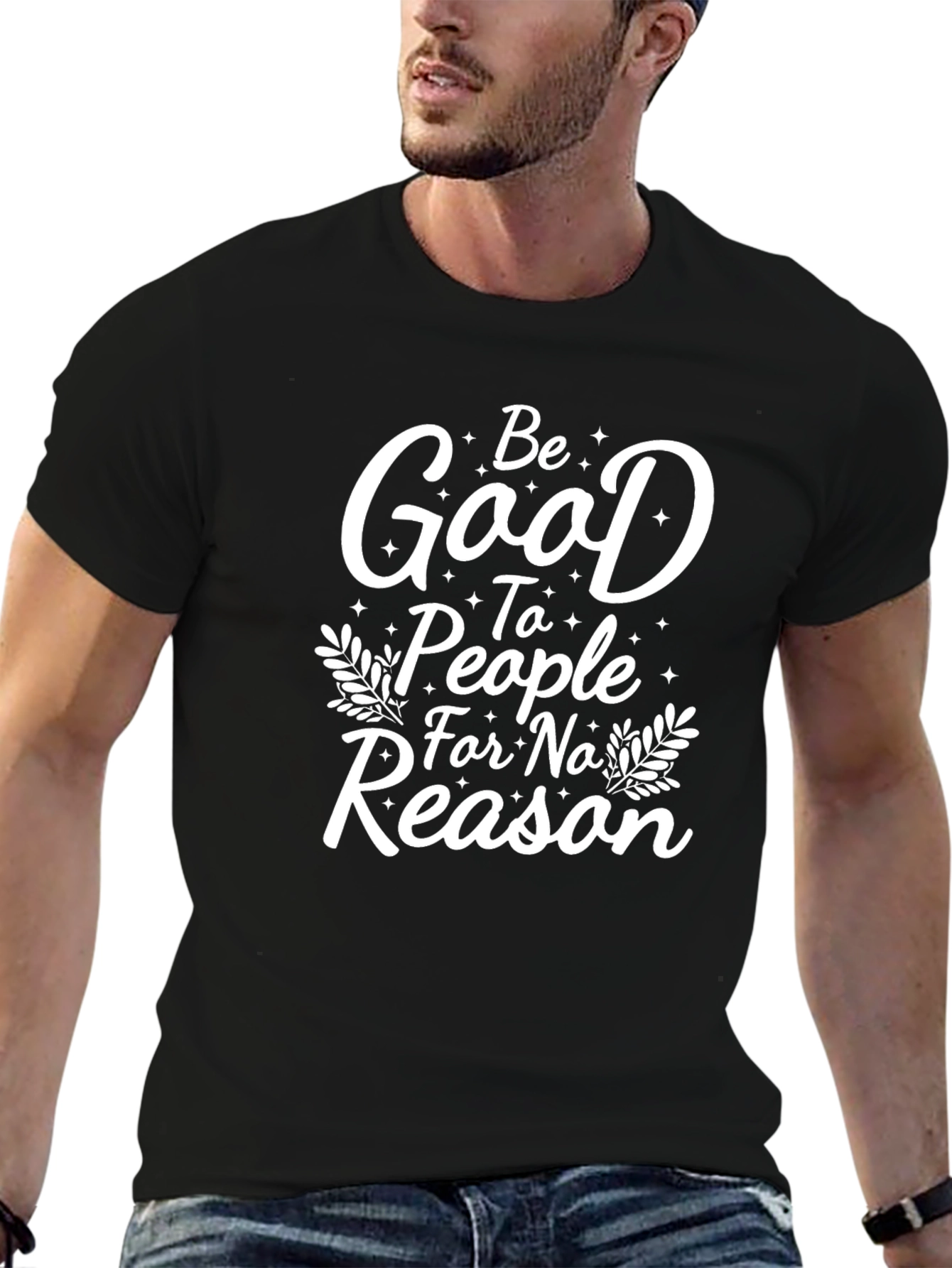 Black Be Good T-Shirt - Black Cotton Blend Graphic Tee view 6