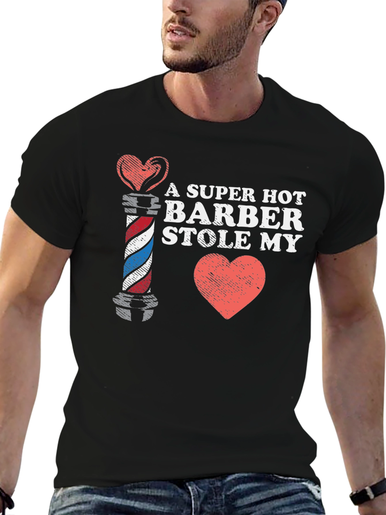 Black A Super Hot Barber Stole My Heart T-Shirt view 6