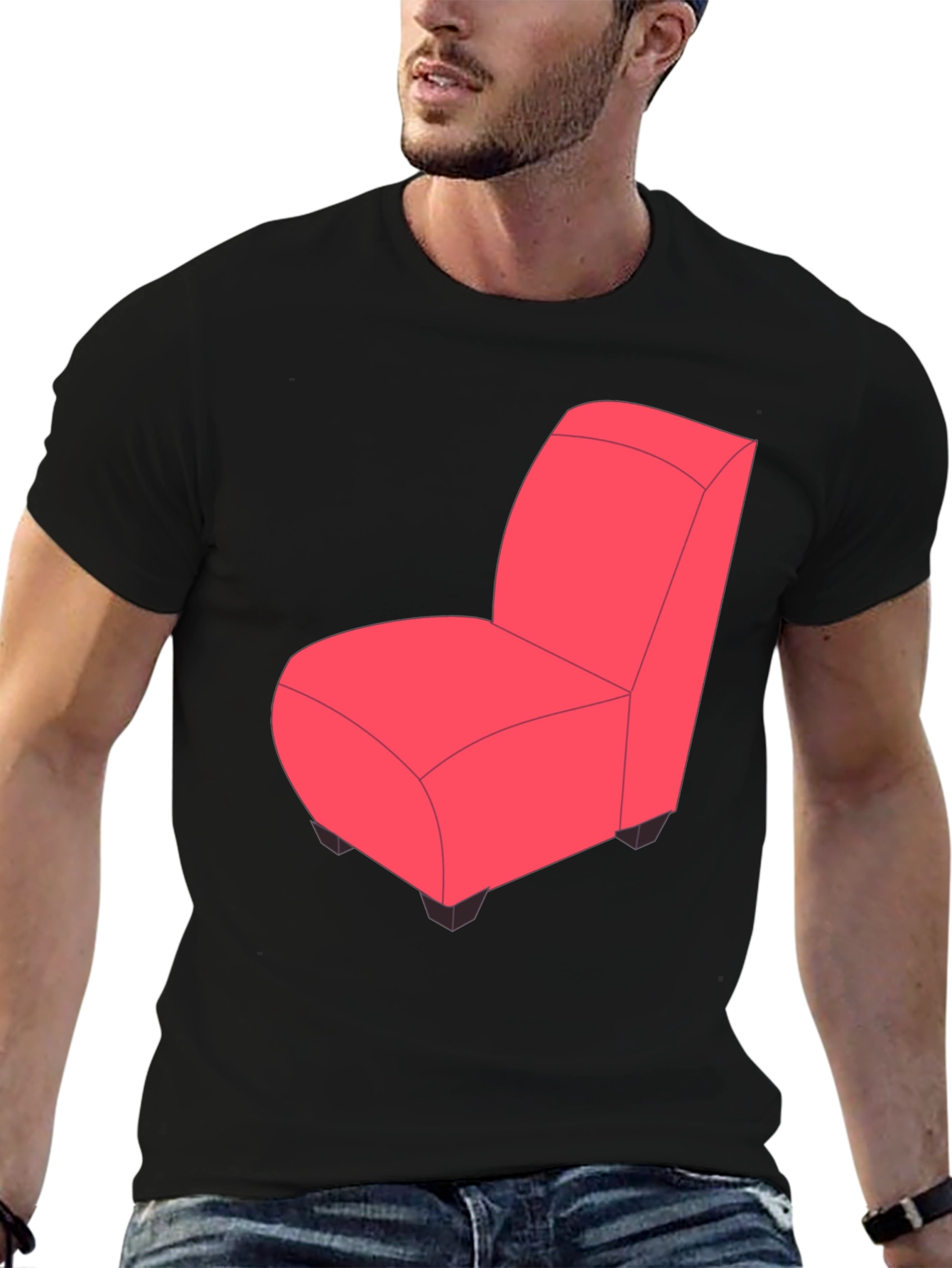 Black Novelty Chair Graphic Tee - Quirky Fun Style view 6