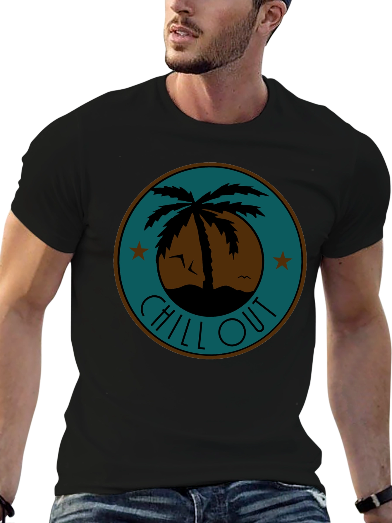 Black Chill Out Palm Tree Graphic Tee - Relaxed Fit view 6