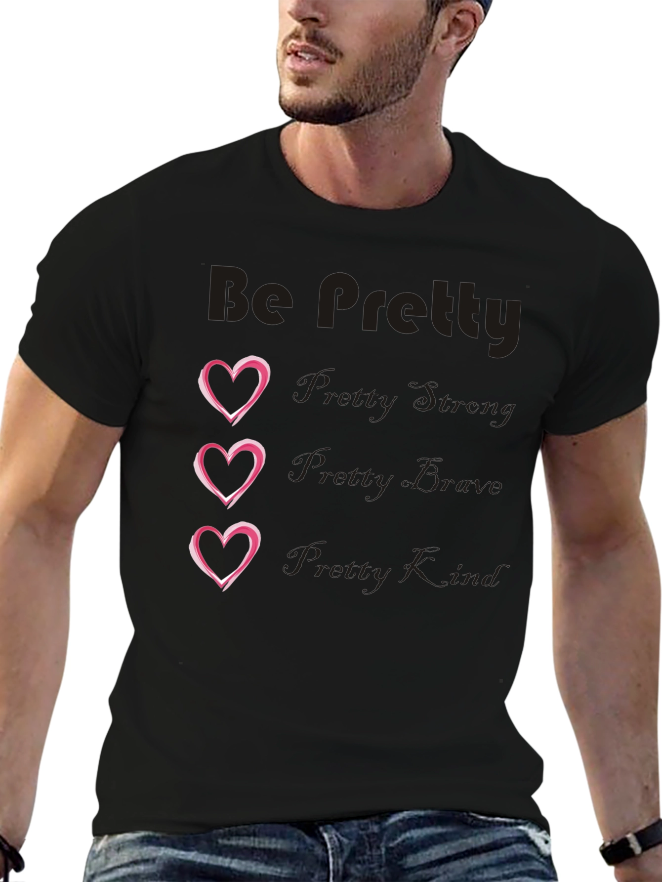Black Be Pretty Heart Tee - Black Cotton Blend view 6