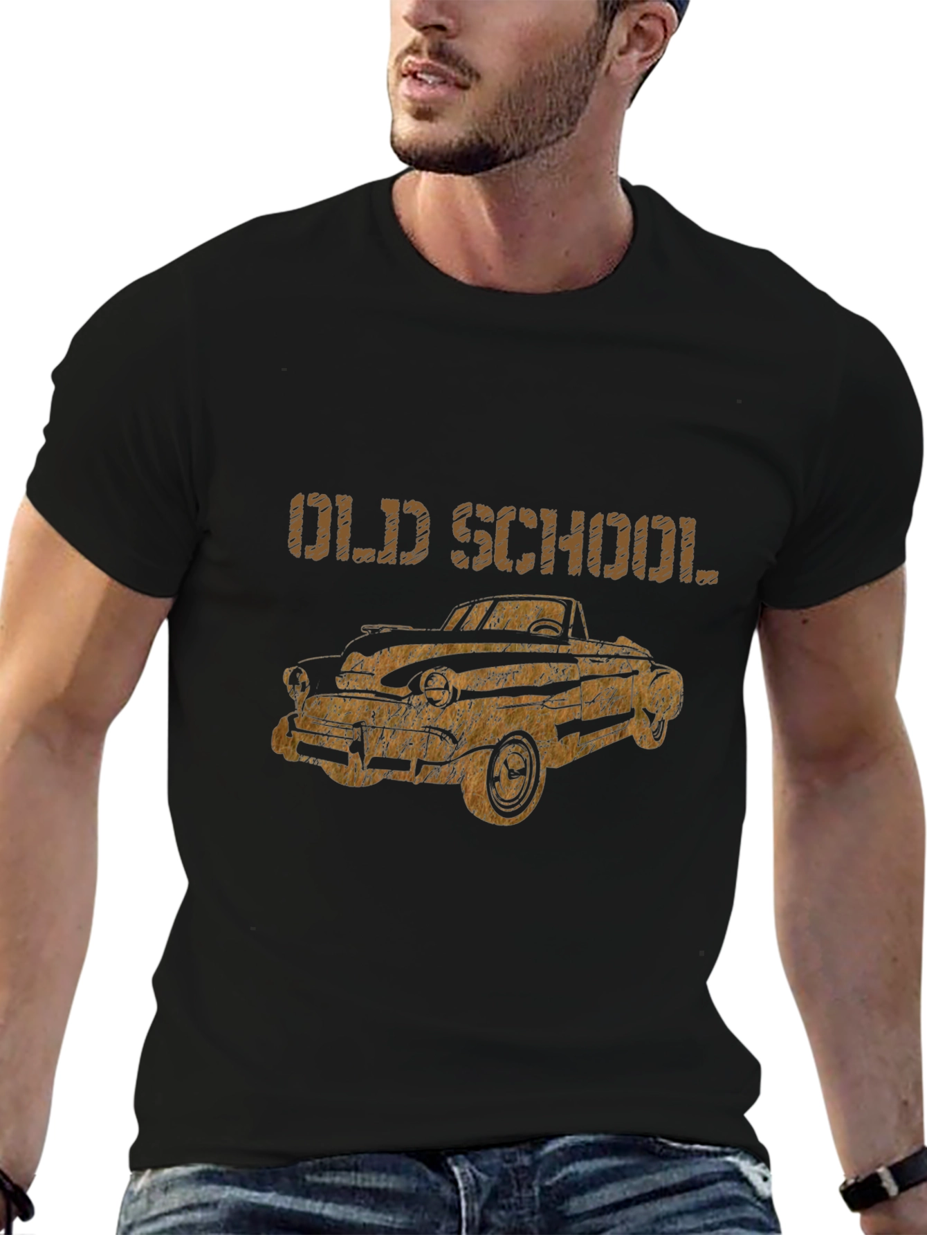 Black Old School Car Graphic T-Shirt view 6