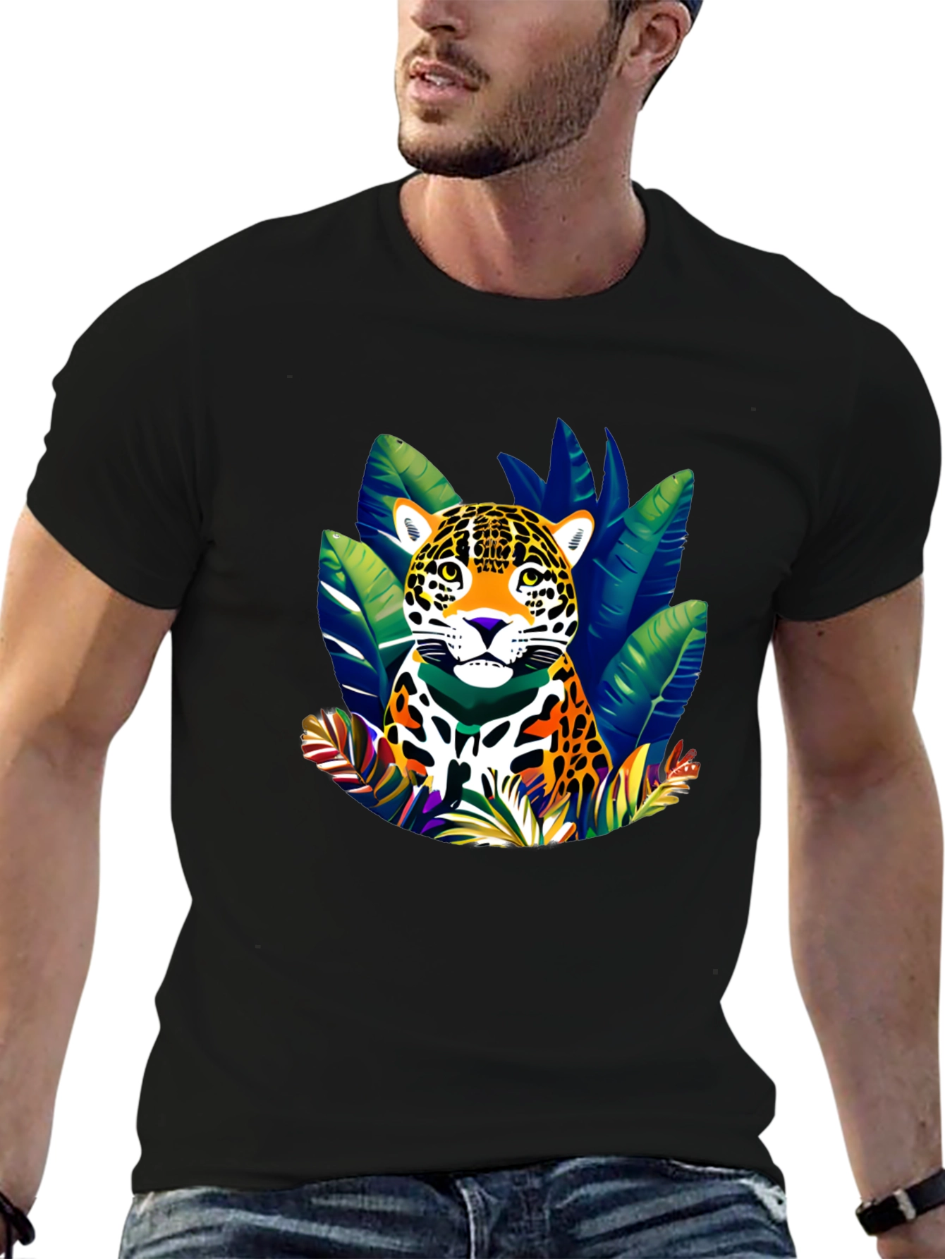Black Jaguar Jungle Graphic T-Shirt - Bold Wildlife Design view 6