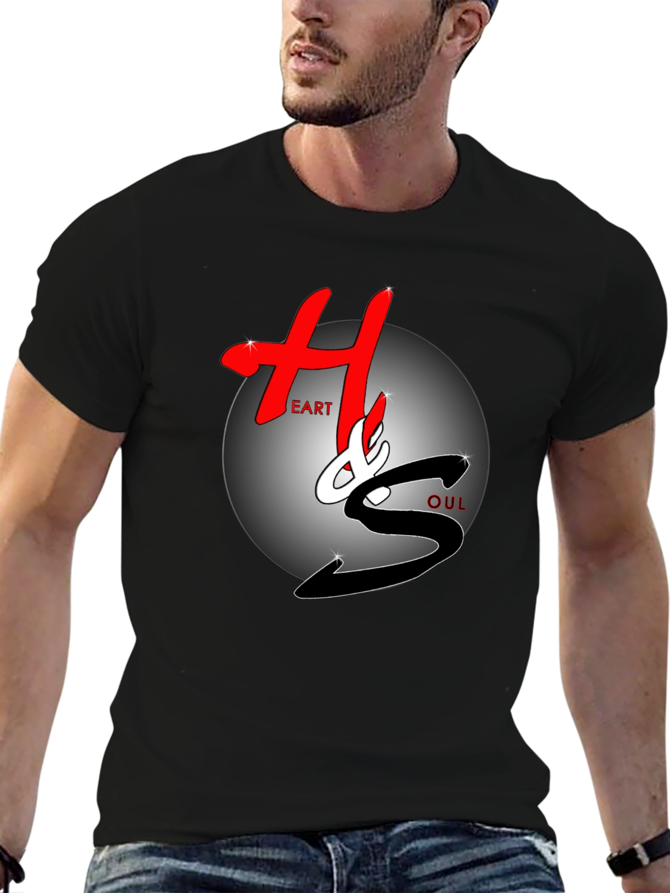 Black Heart & Soul Graphic Tee - Stylish Black T-Shirt view 6