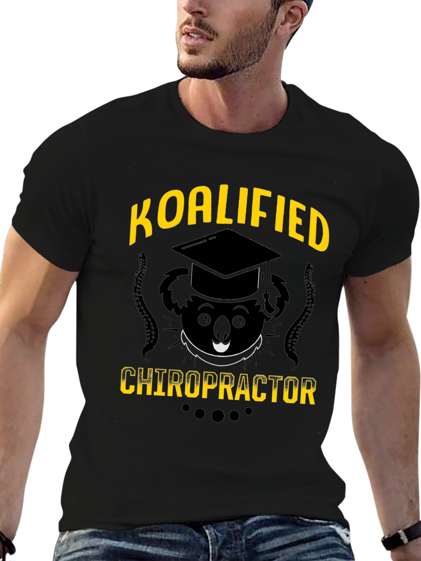 Black Koalified Chiropractor T-Shirt - Funny Graduation Tee view 6