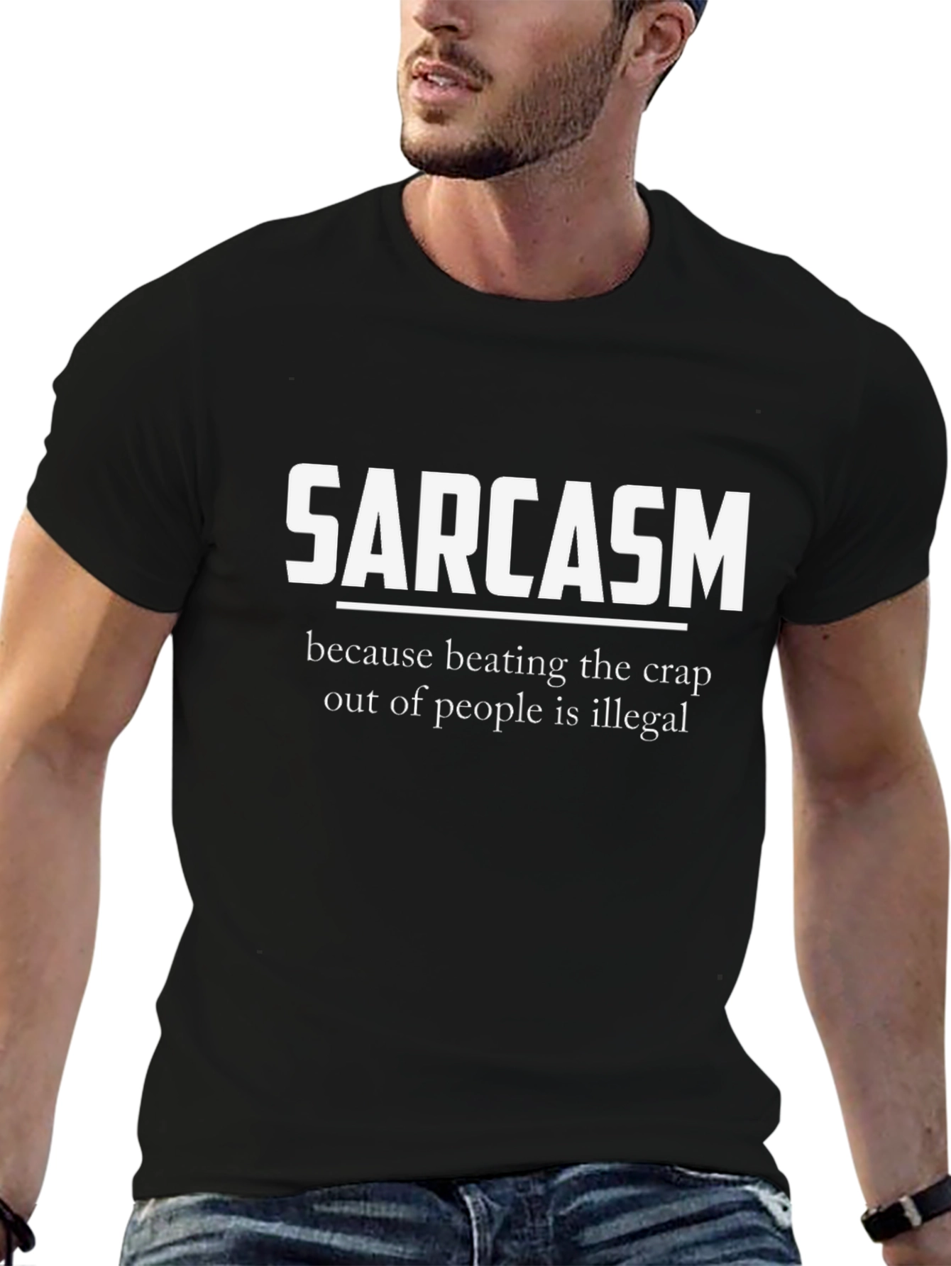 Black Sarcasm Black Graphic Tee view 6