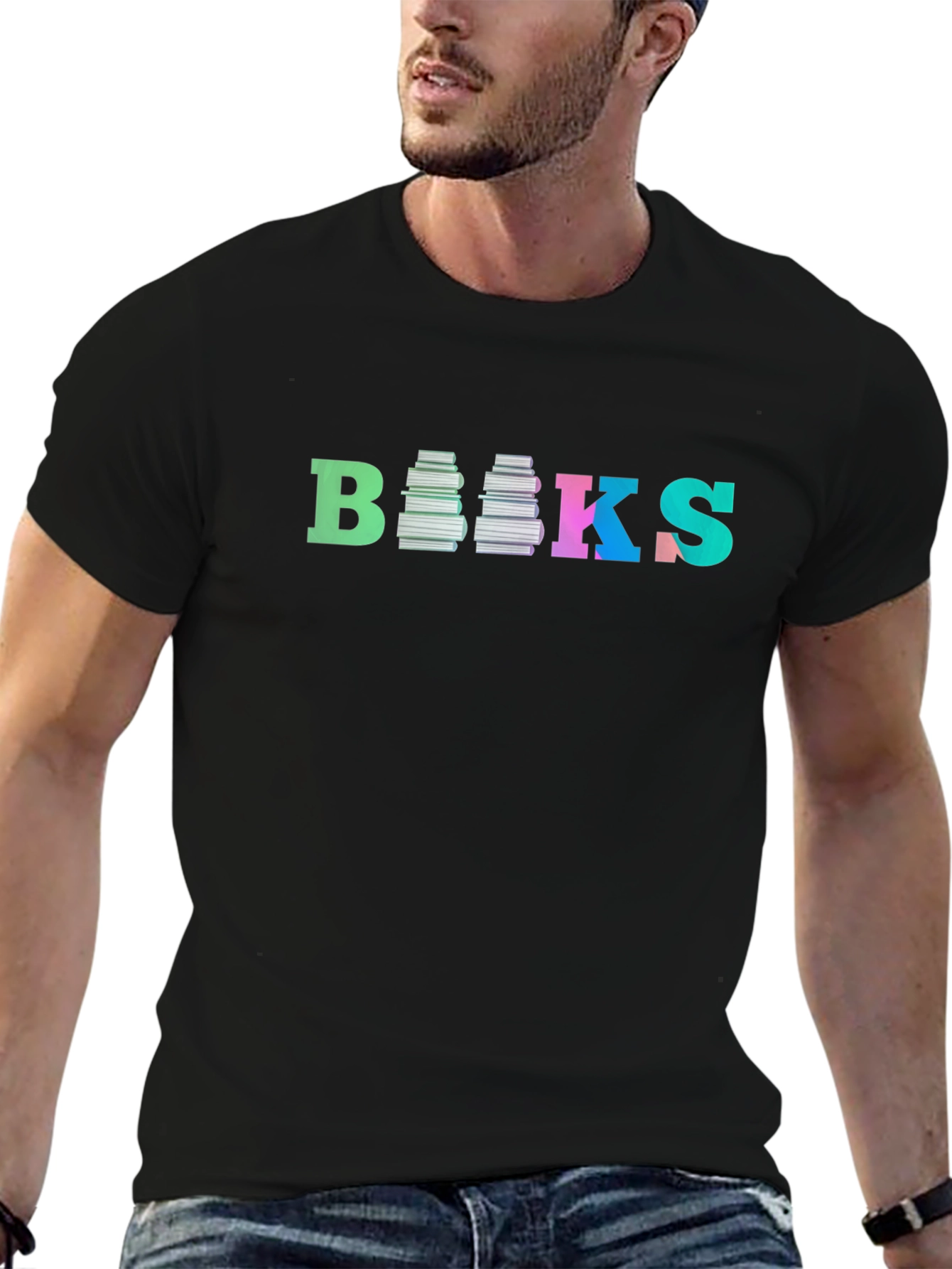 Black Colorful "Books" Graphic T-Shirt view 6