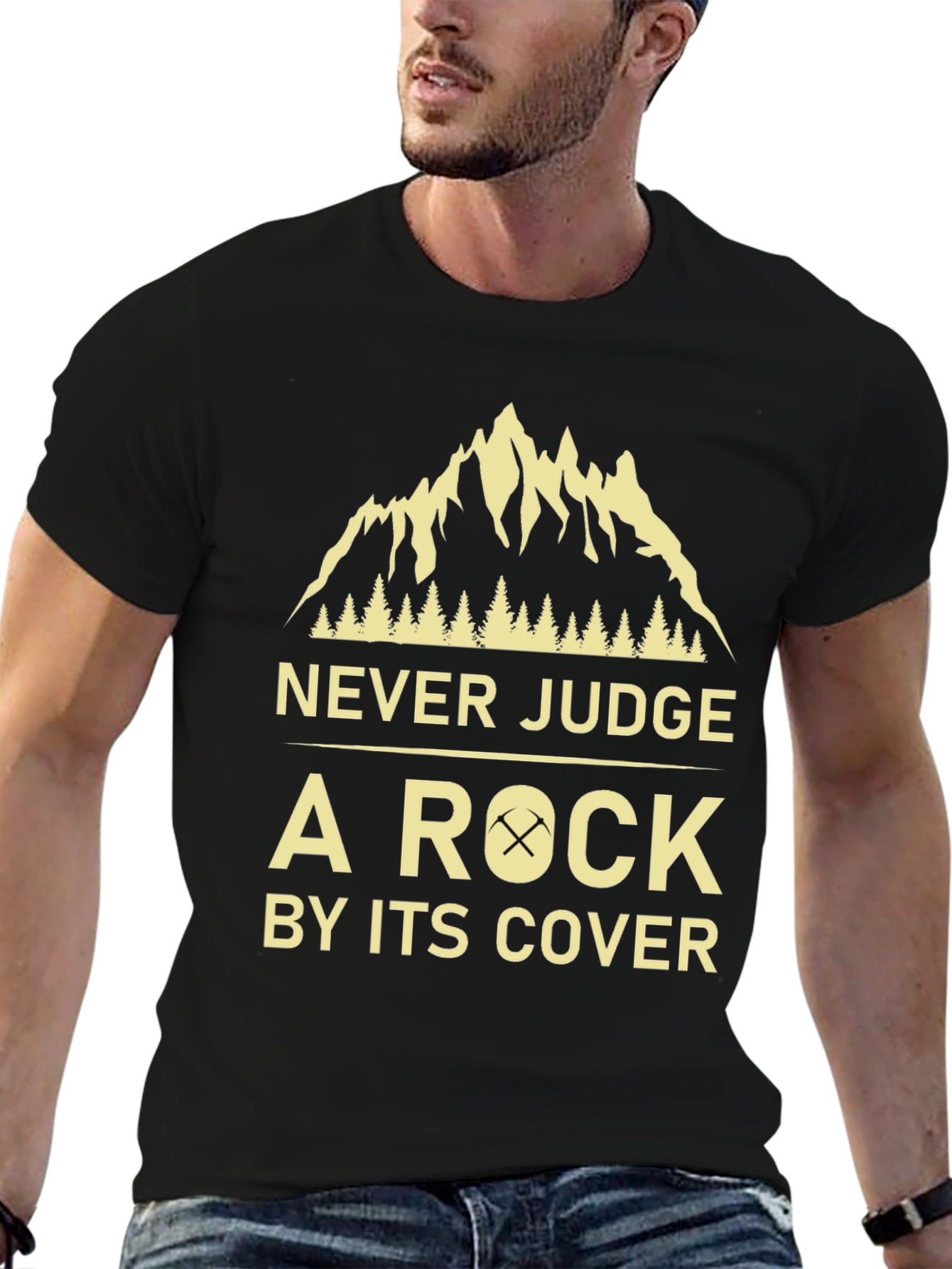 Black Never Judge a Rock Funny T-Shirt view 6