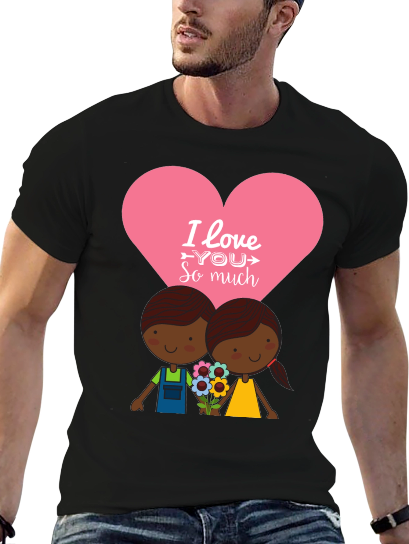 Black I Love You So Much Graphic T-Shirt view 6