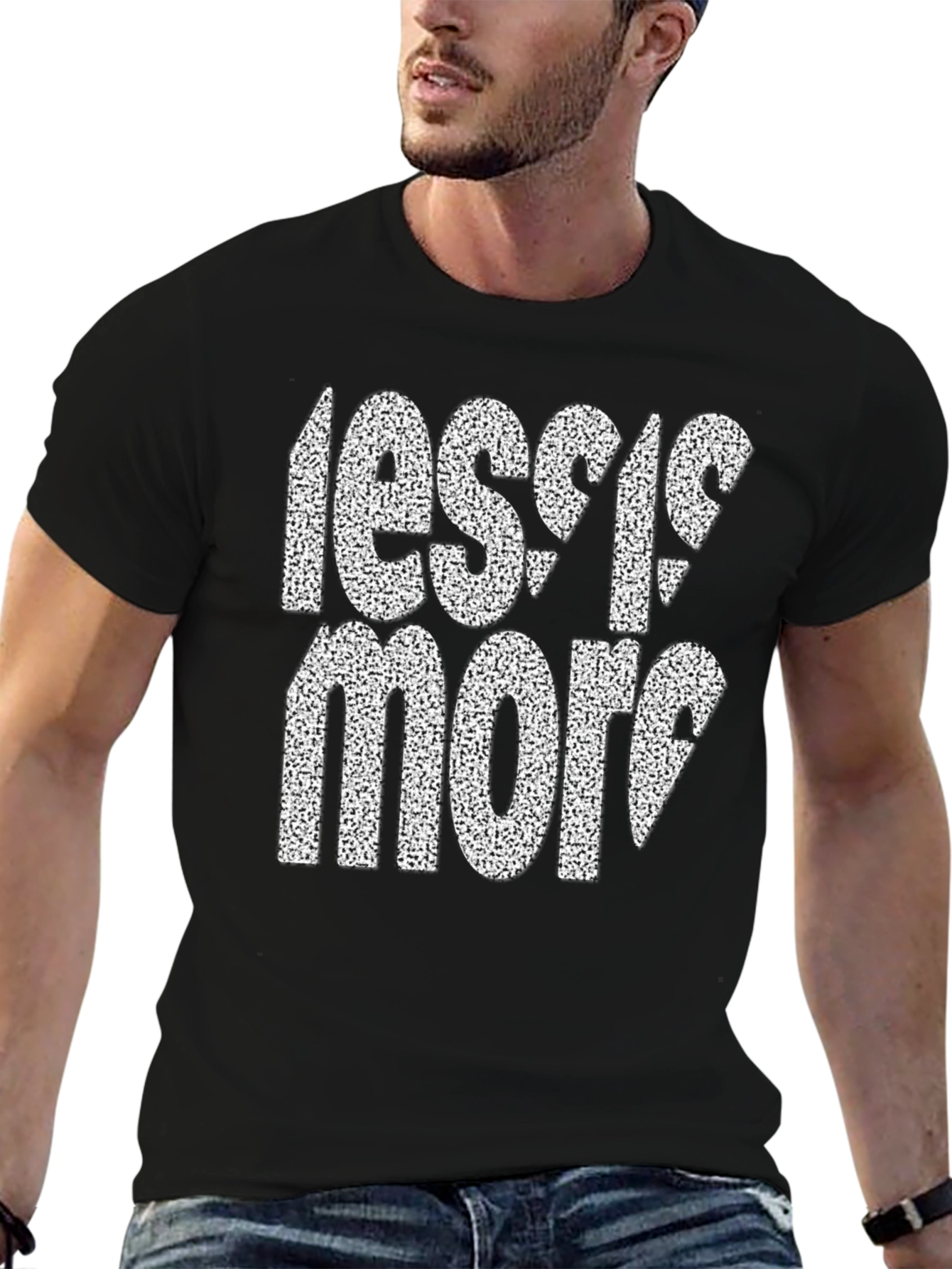 Black Less is More Graphic Tee - Mens Black Cotton T-Shirt view 6