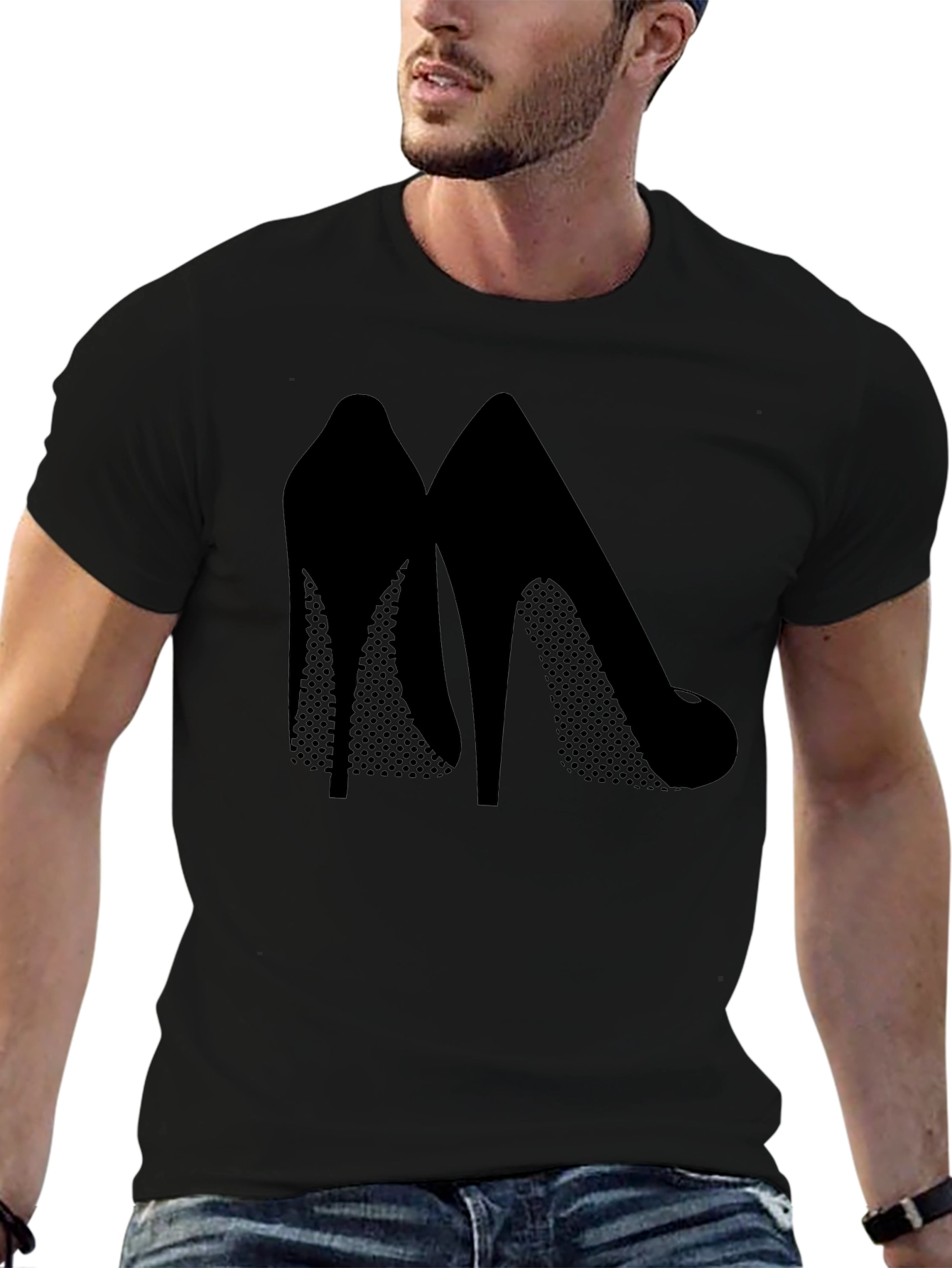 Black Stylish High Heel Silhouette Tee view 6