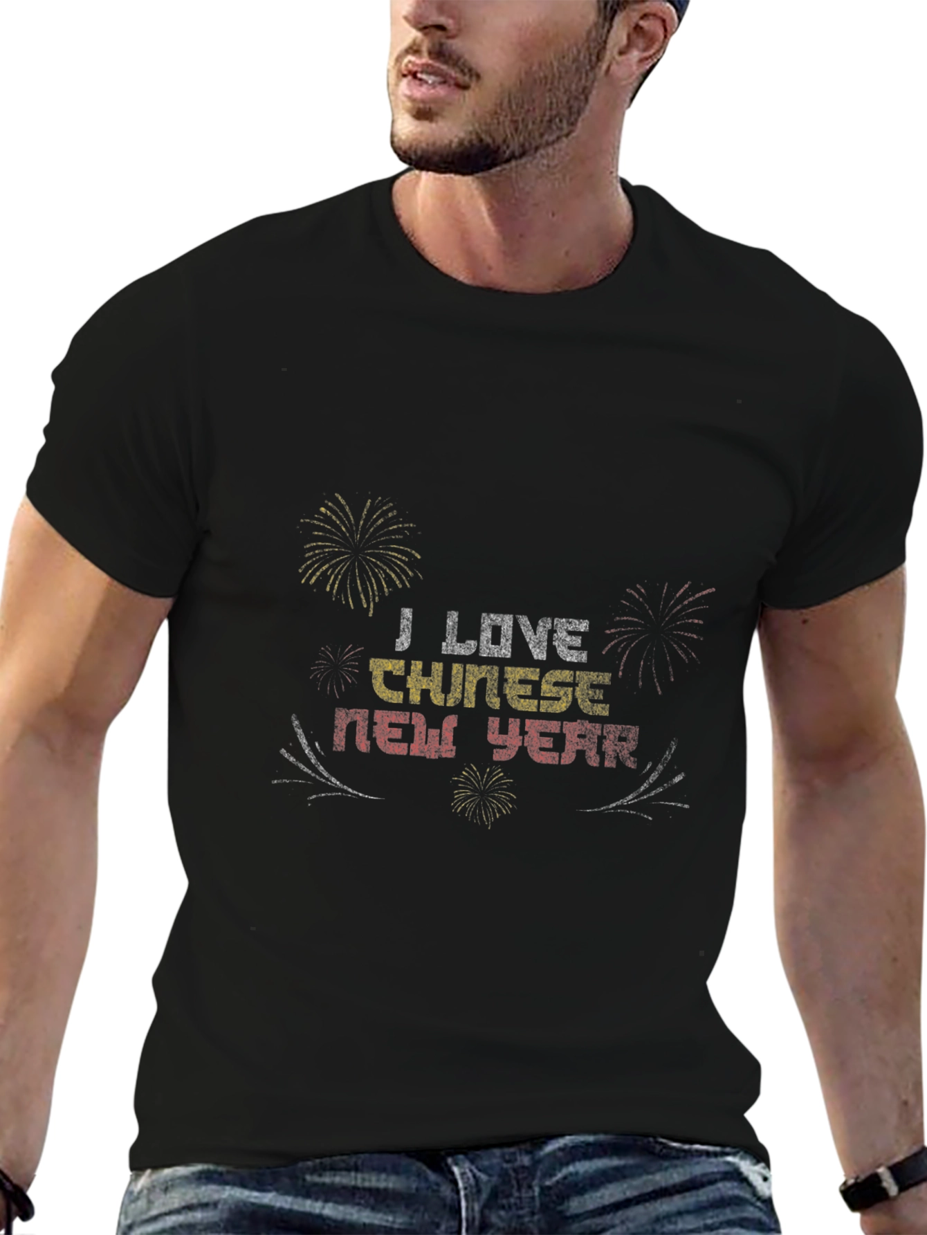 Black I Love Chinese New Year Graphic T-Shirt view 6