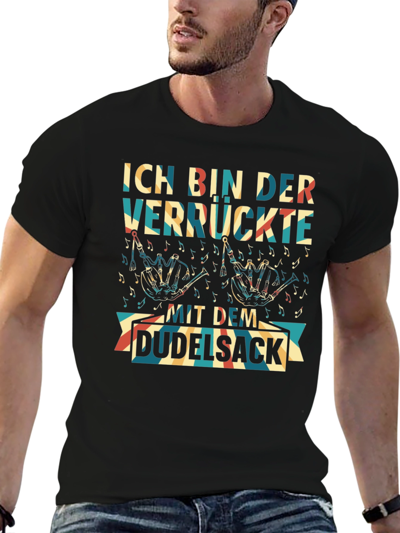 Black Ich Bin Der Verrückte Mit Dem Dudelsack T-Shirt view 6