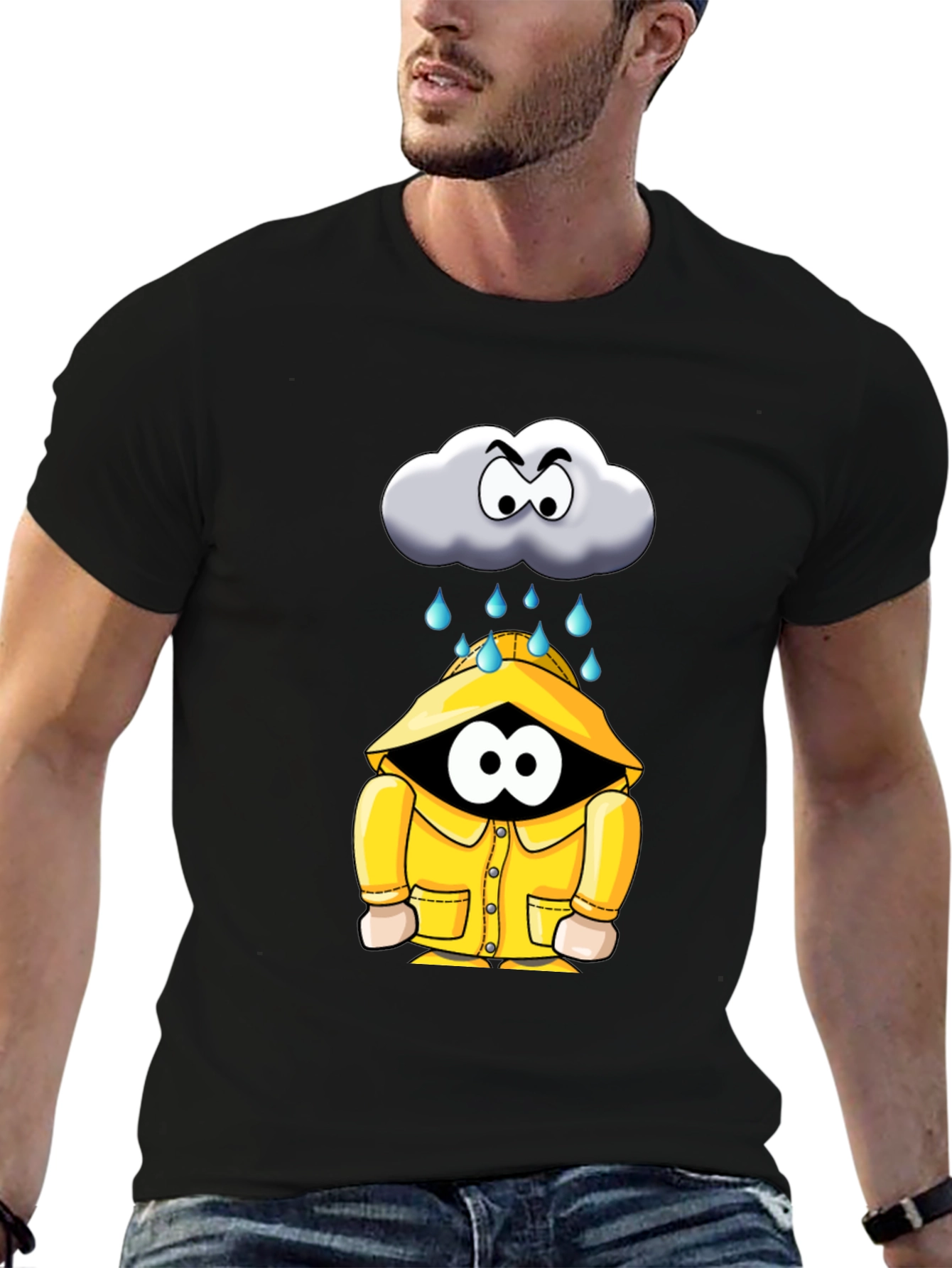 Black Rain Cloud Cartoon Graphic Tee view 6