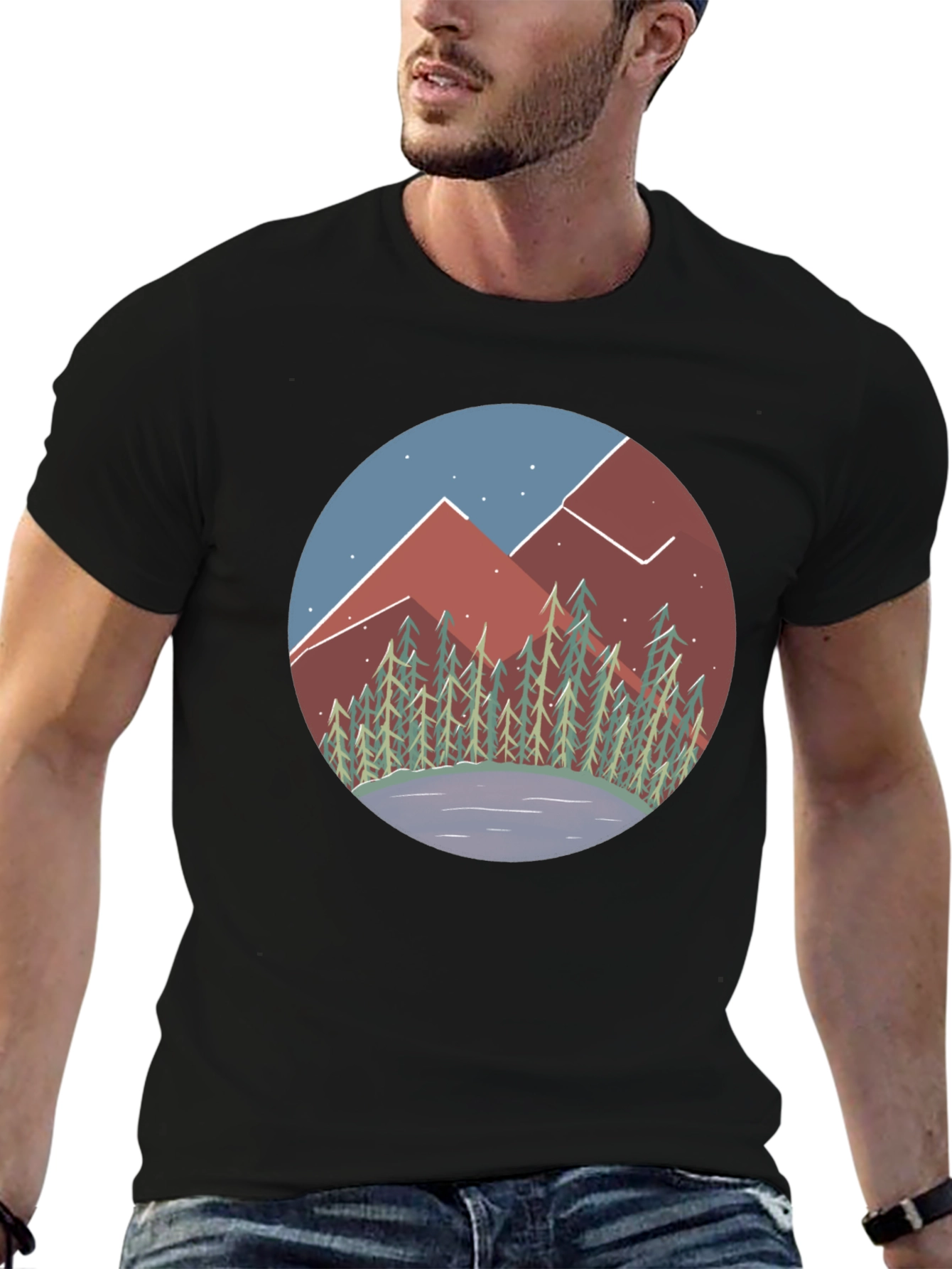 Black Mountain Vista Graphic Tee - Unisex Black Shirt view 6
