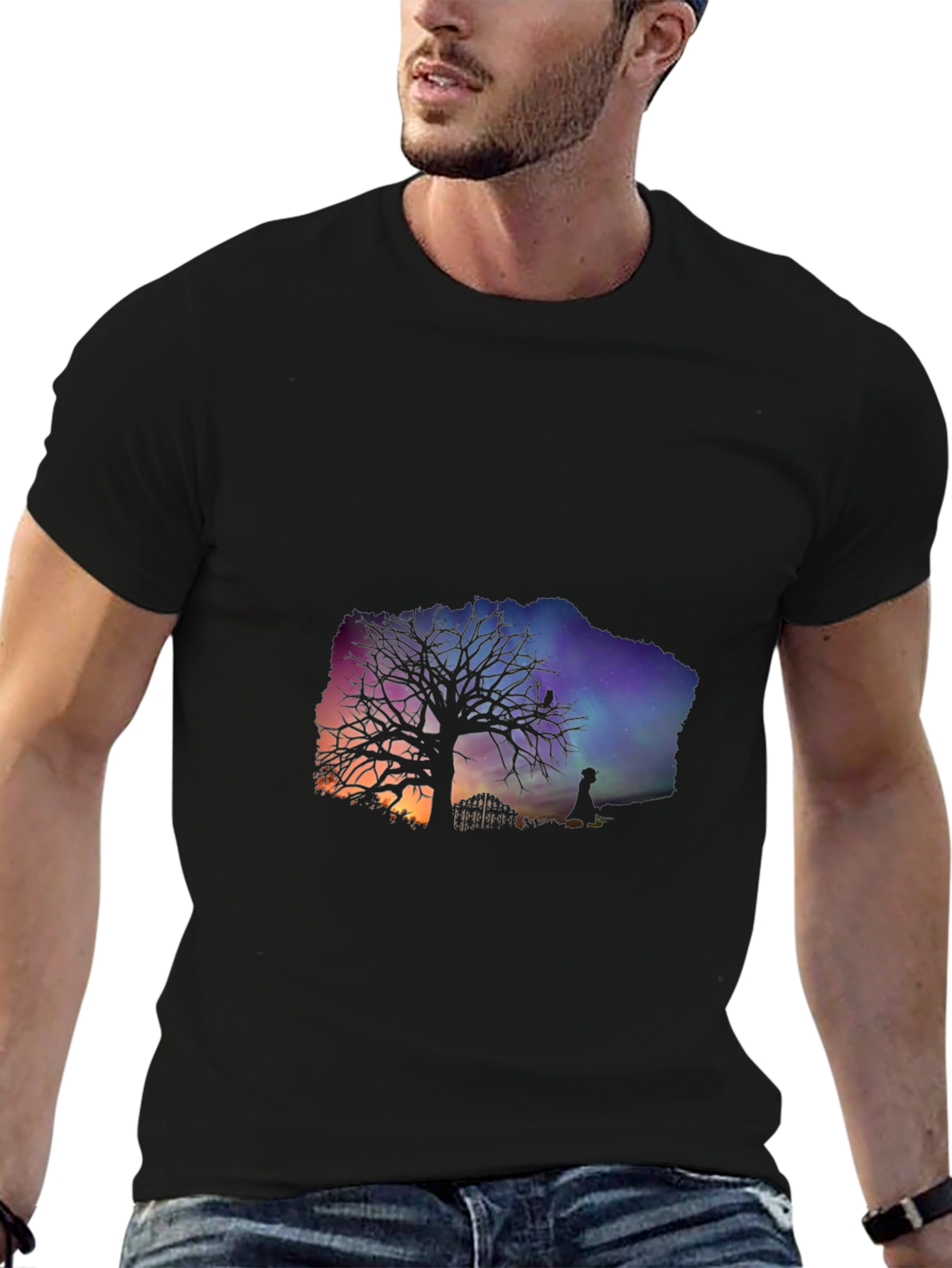 Black Silhouette Tree Graphic Tee view 6