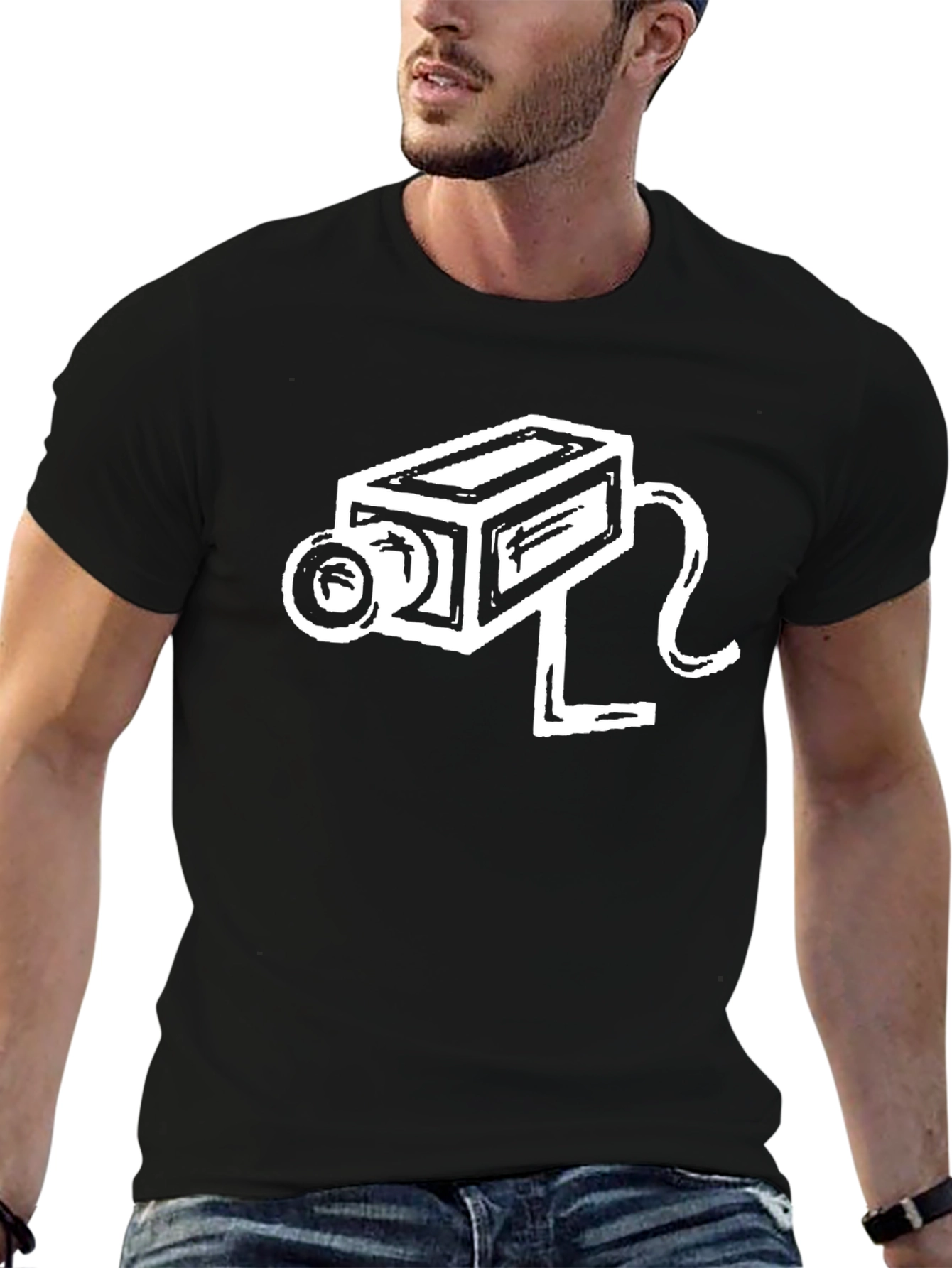 Black Retro Camera Graphic T-Shirt - Cool Black Tee view 6
