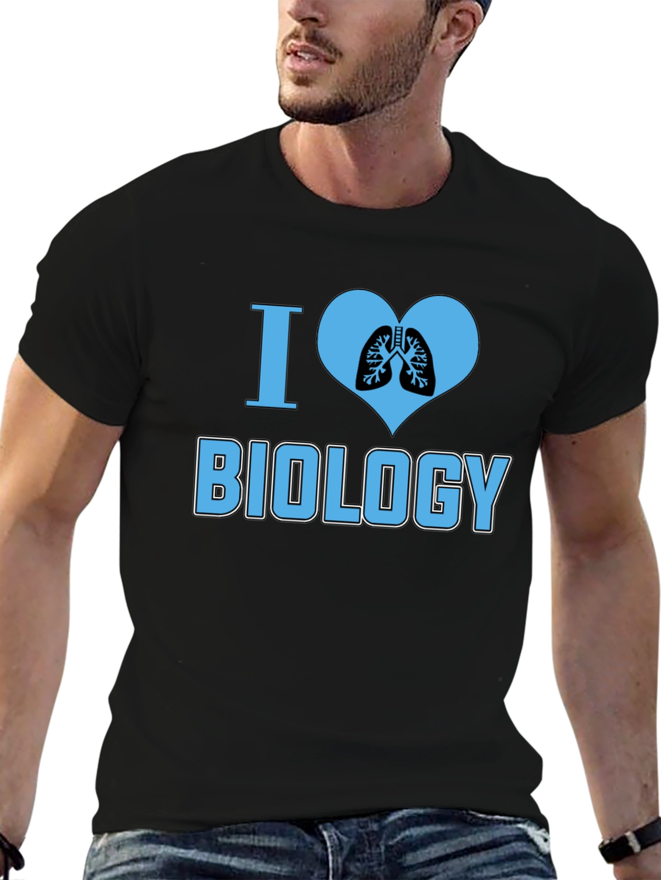 Black I Heart Biology Graphic T-Shirt - Black Cotton Tee view 6