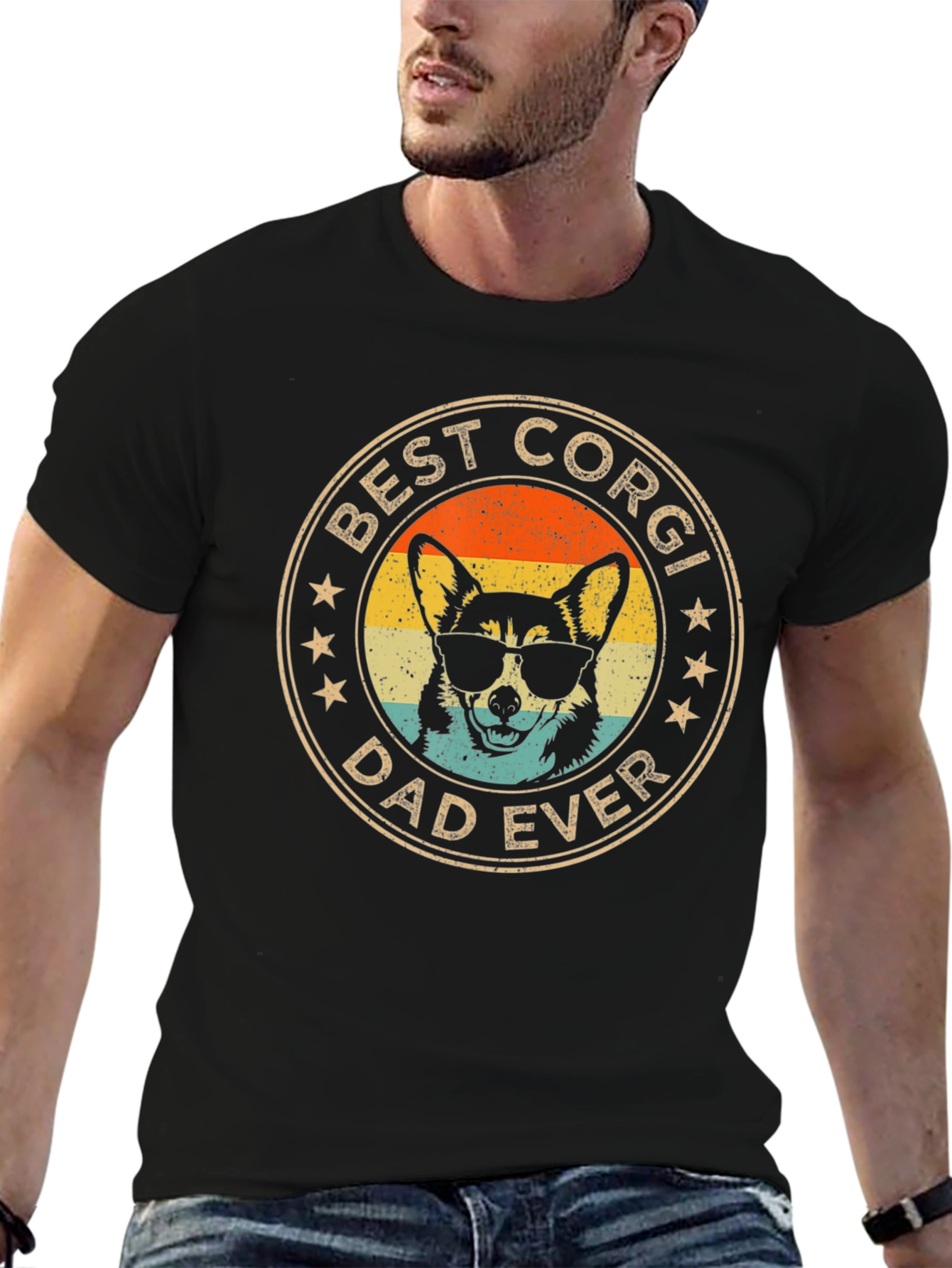 Black Best Corgi Dad Ever T-Shirt - Unique Dog Lover Gift view 6