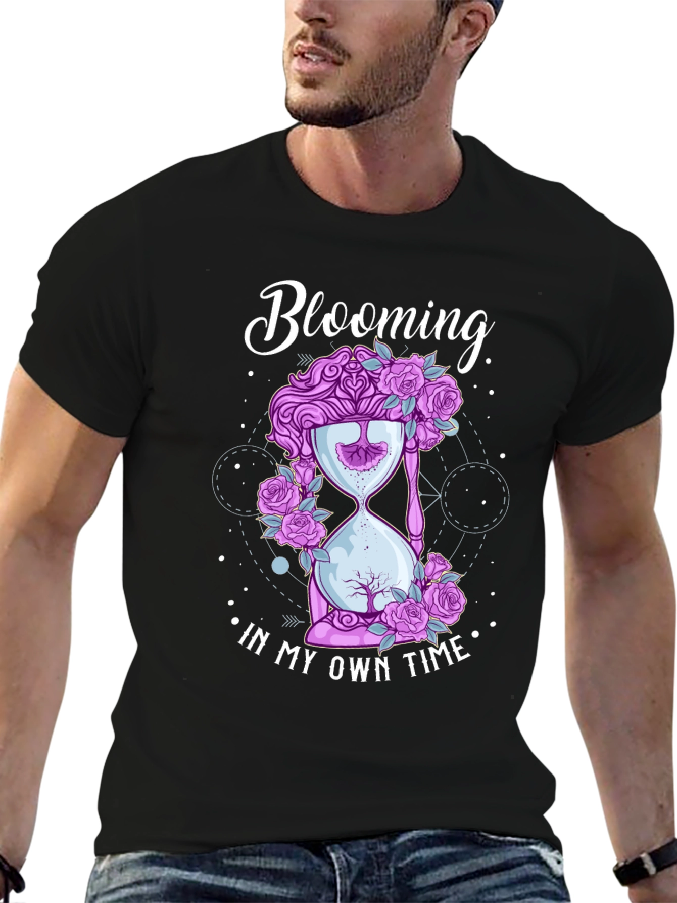 Black Blooming in My Own Time Graphic Tee - Black Cotton Blend view 6