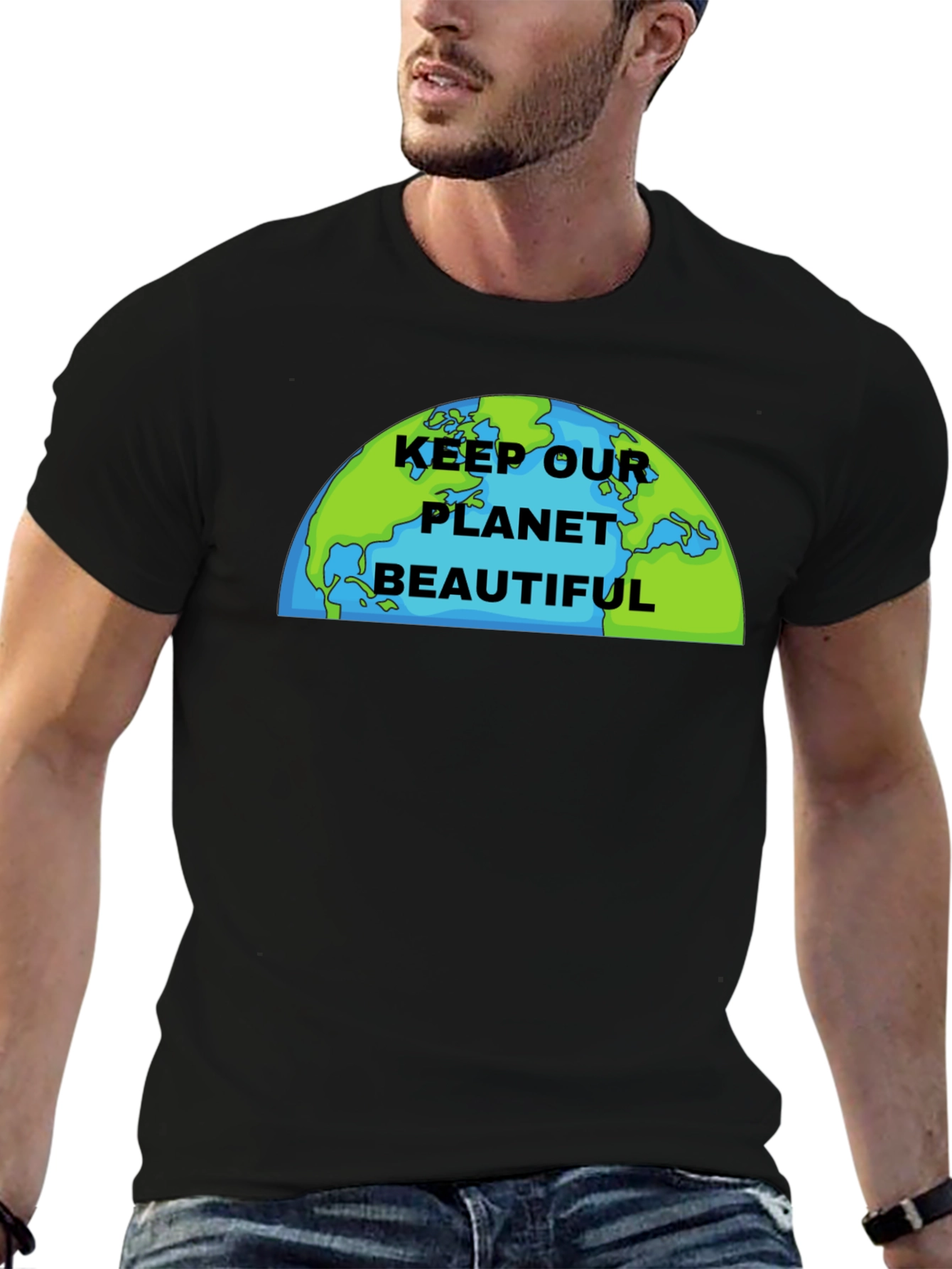 Black Keep Our Planet Beautiful Graphic T-Shirt view 6