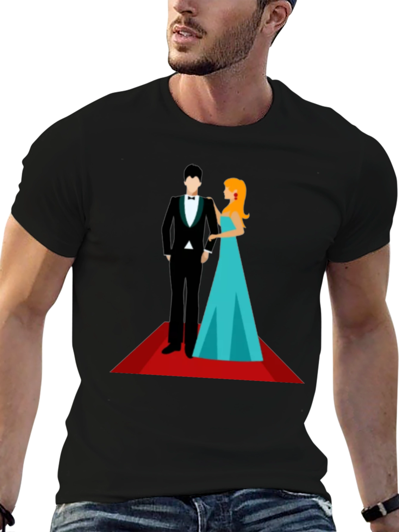 Black Red Carpet Affair T-Shirt - Stylish Graphic Tee view 6